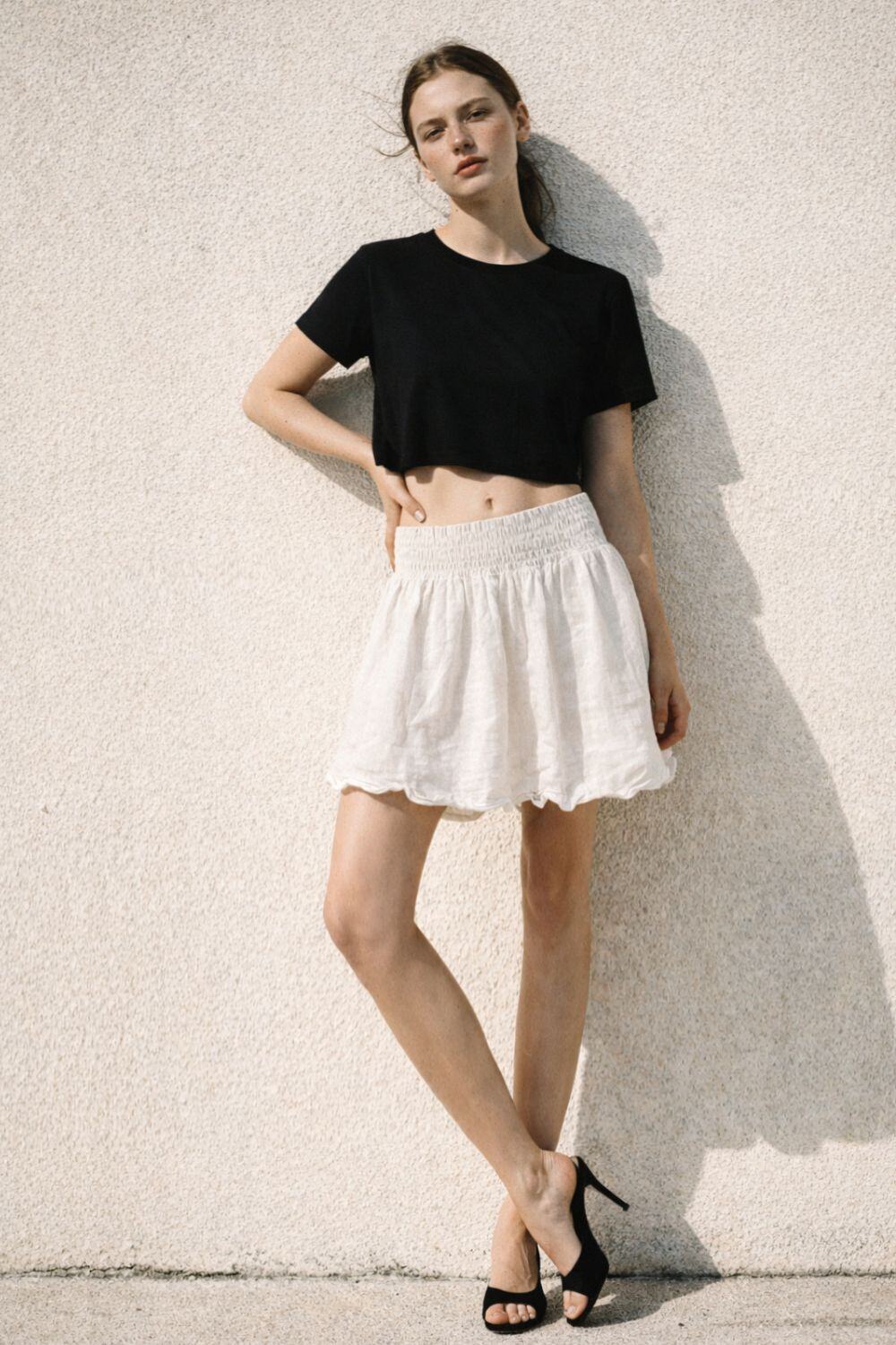 Grossiste WAY WAY SRL - Jupe boule en Tencel avec taille smockée
