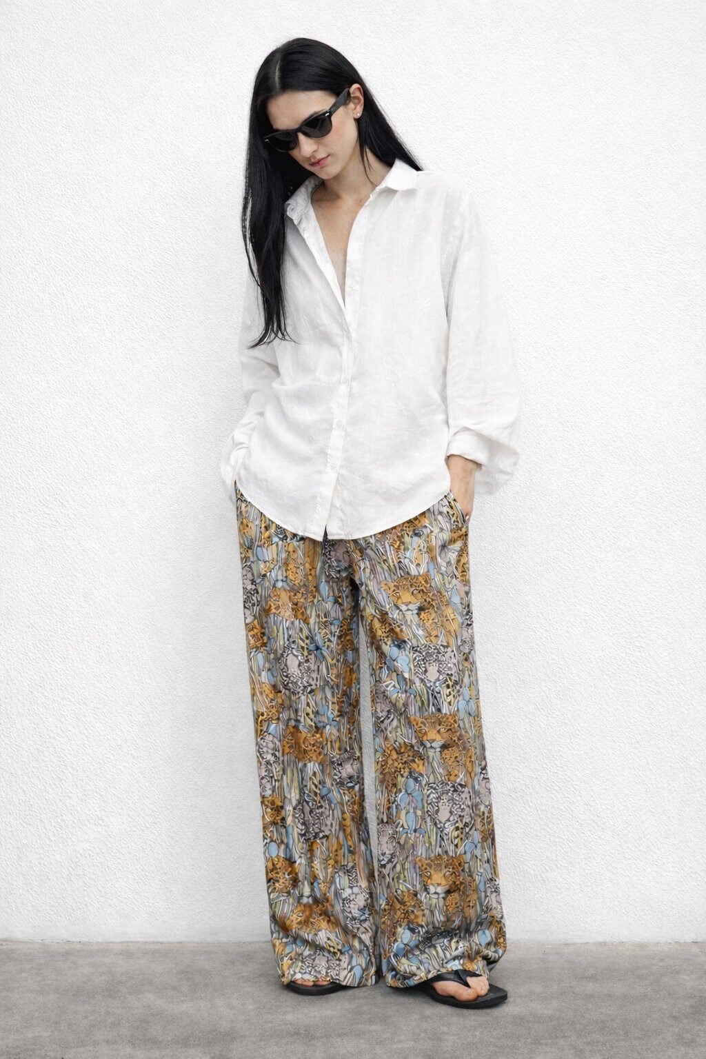 Wholesaler WAY WAY SRL - LEOPARD PRINT VISCOSE TROUSERS WITH BELT LOOPS