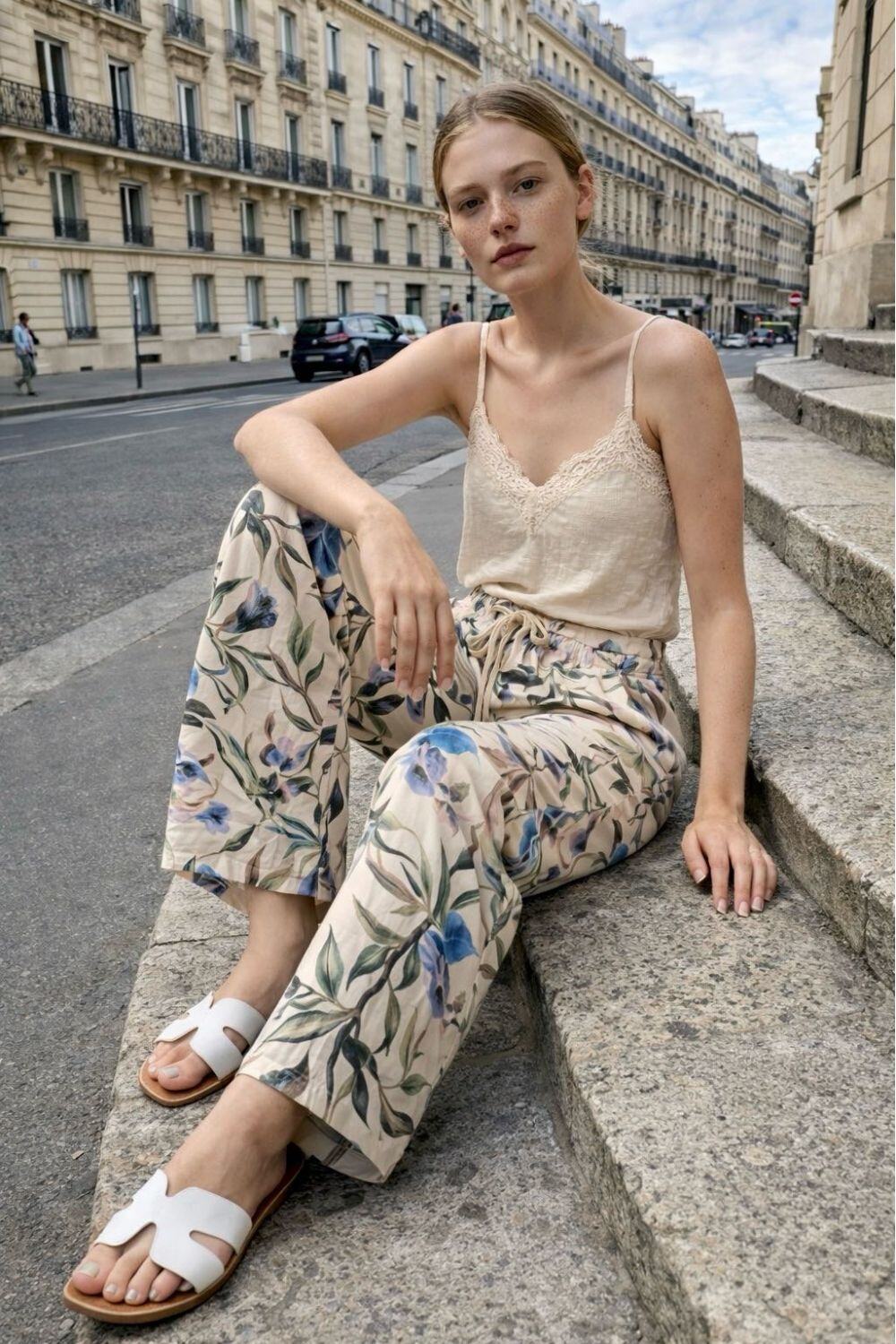 Grossiste WAY WAY SRL - PANTALON IMPRIMÉ EN CRÊPE DE VISCOSE AVEC CORDON À LA TAILLE