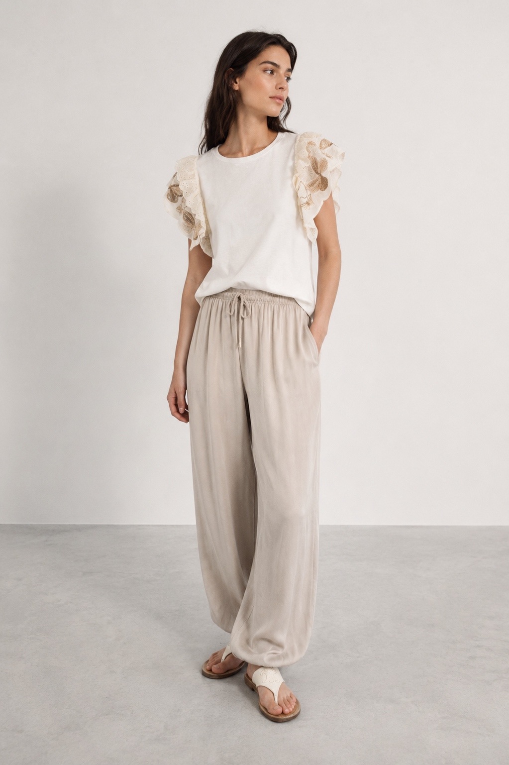 Wholesaler WAY WAY SRL - PALAZZO PANTS IN 100% VISCOSE WITH GATHERED HEM