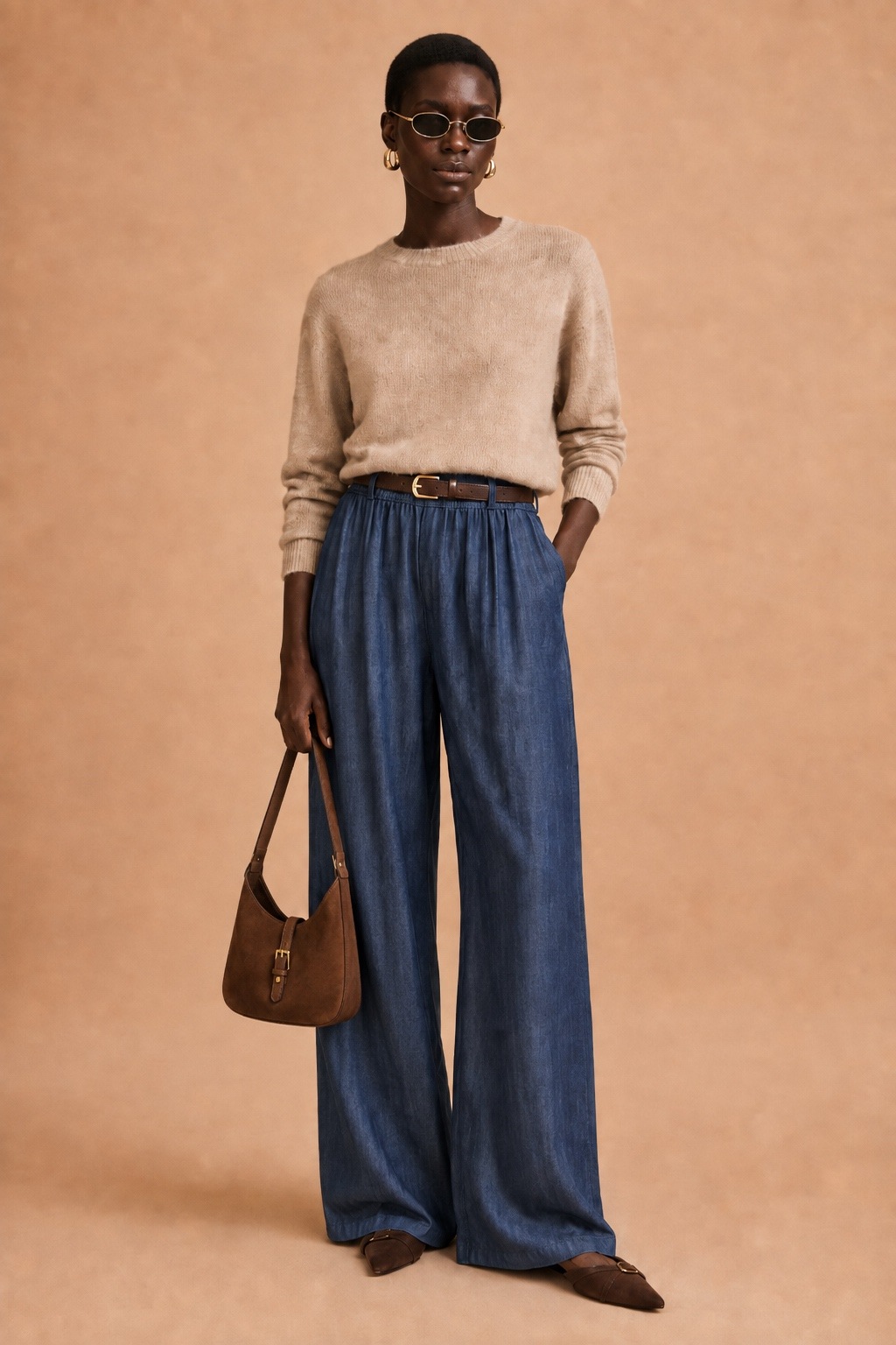 Grossiste WAY WAY SRL - PANTALON EN DENIM TENCEL AVEC CEINTURE