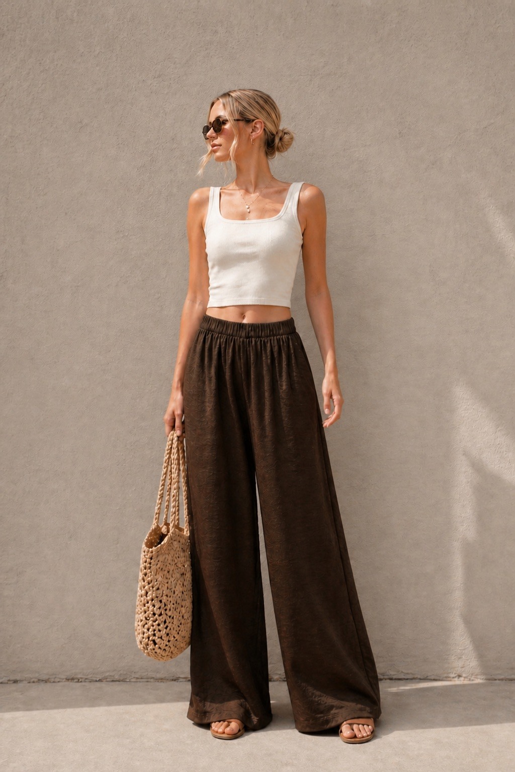 Wholesaler WAY WAY SRL - WIDE-LEG TROUSERS IN VISCOSE NYLON CREPE