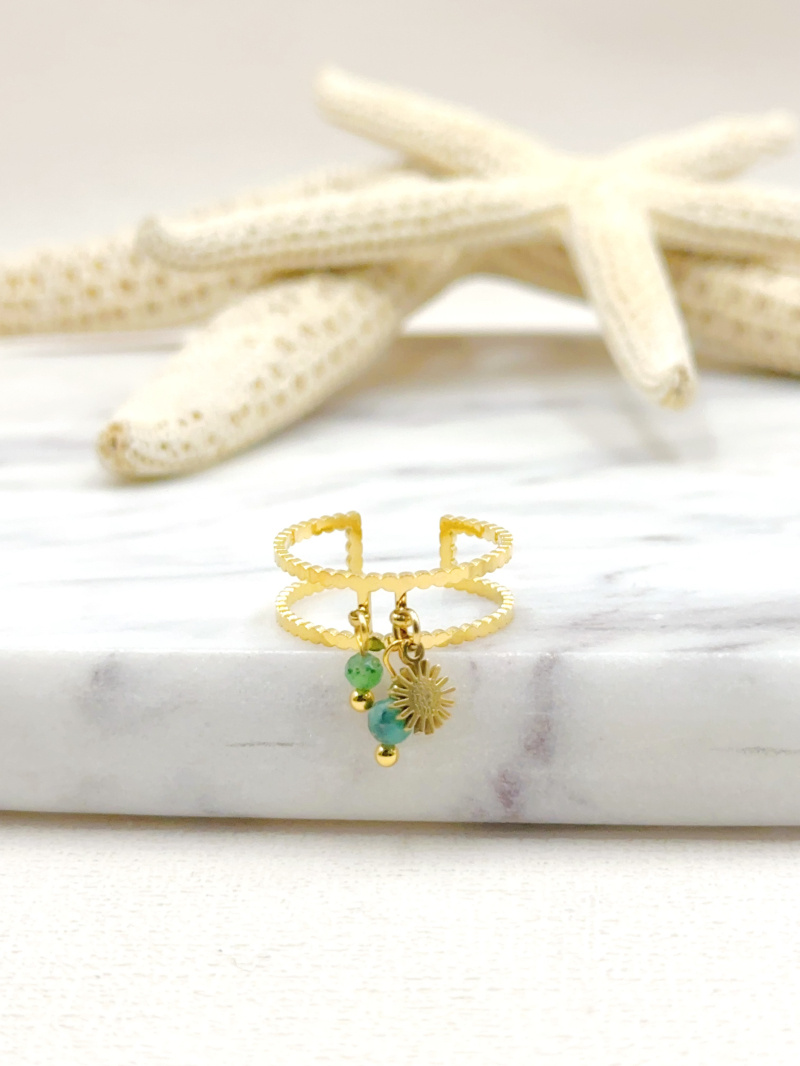 Großhändler WEC BIJOUX - EDELSTAHLRING MIT NATURSTEIN
