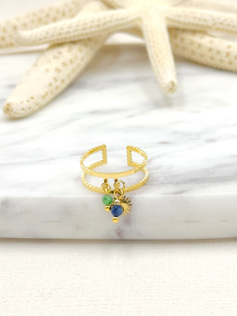 Großhändler WEC BIJOUX - EDELSTAHLRING MIT NATURSTEIN