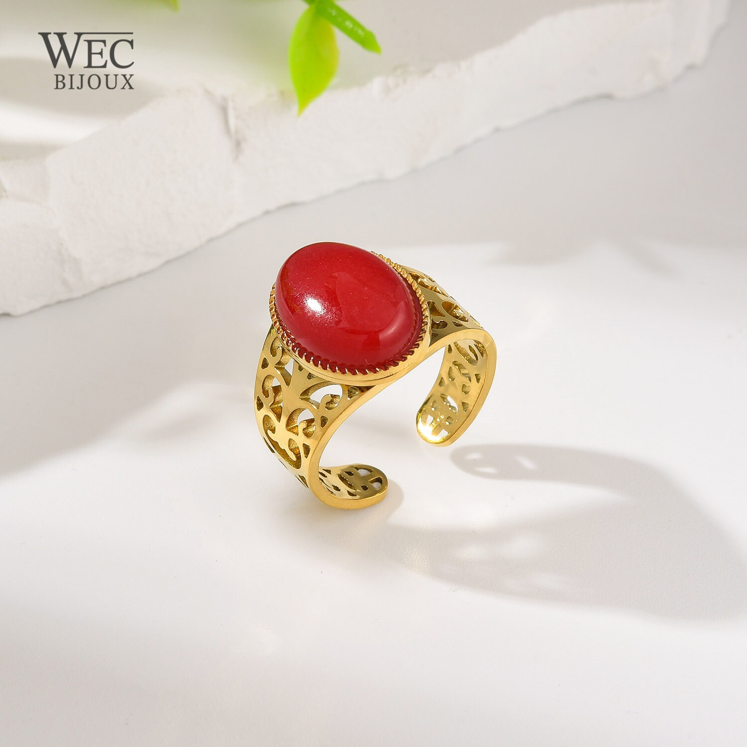 Grossista WEC Bijoux - Anello in acciaio inossidabile, pietra