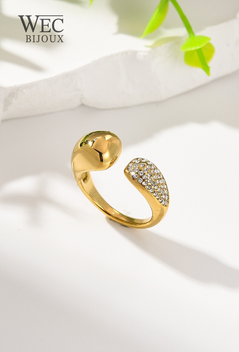 Wholesaler WEC Bijoux - STAINLESS STEEL RING, RHINESTONE