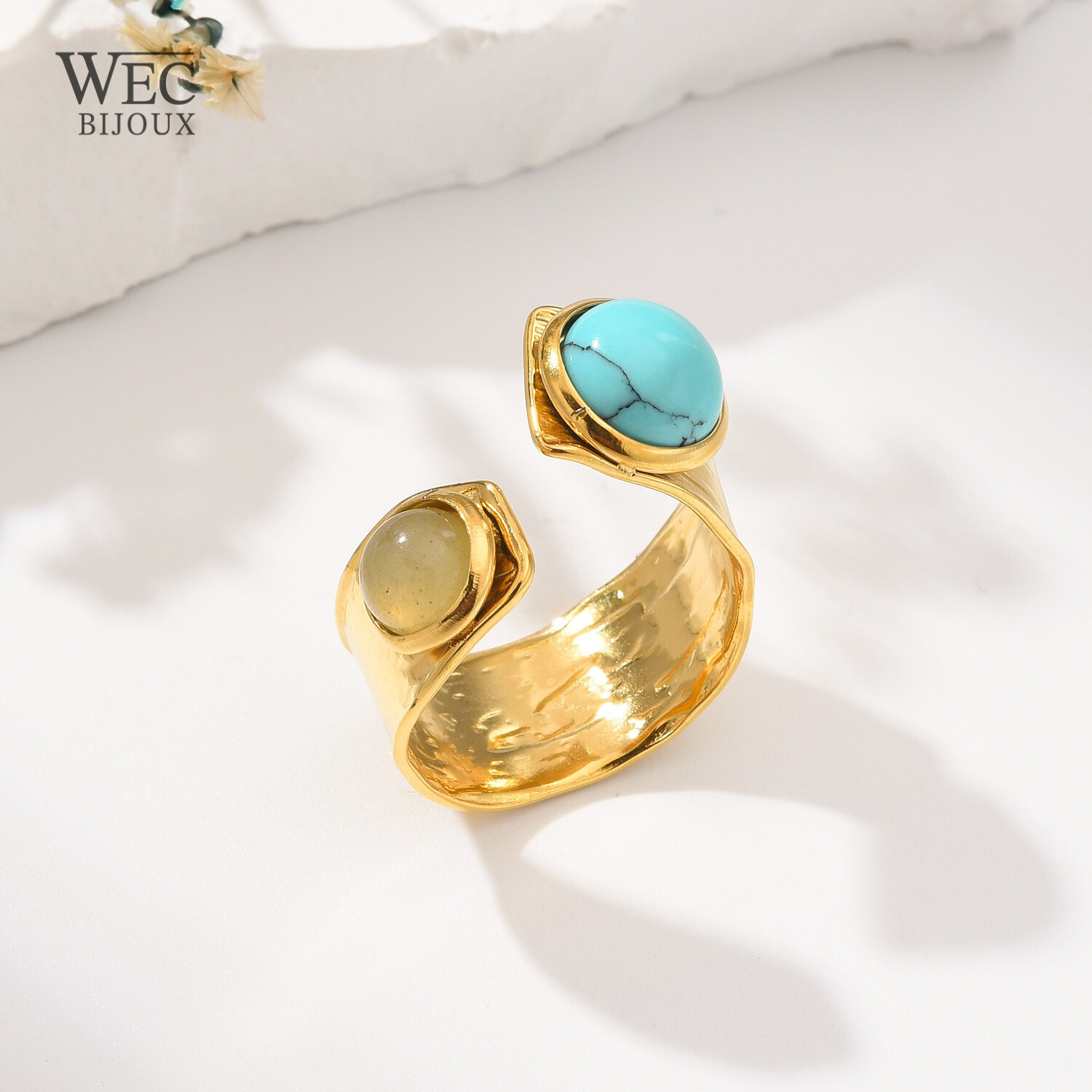 Großhändler WEC Bijoux - Edelstahlring, Stein