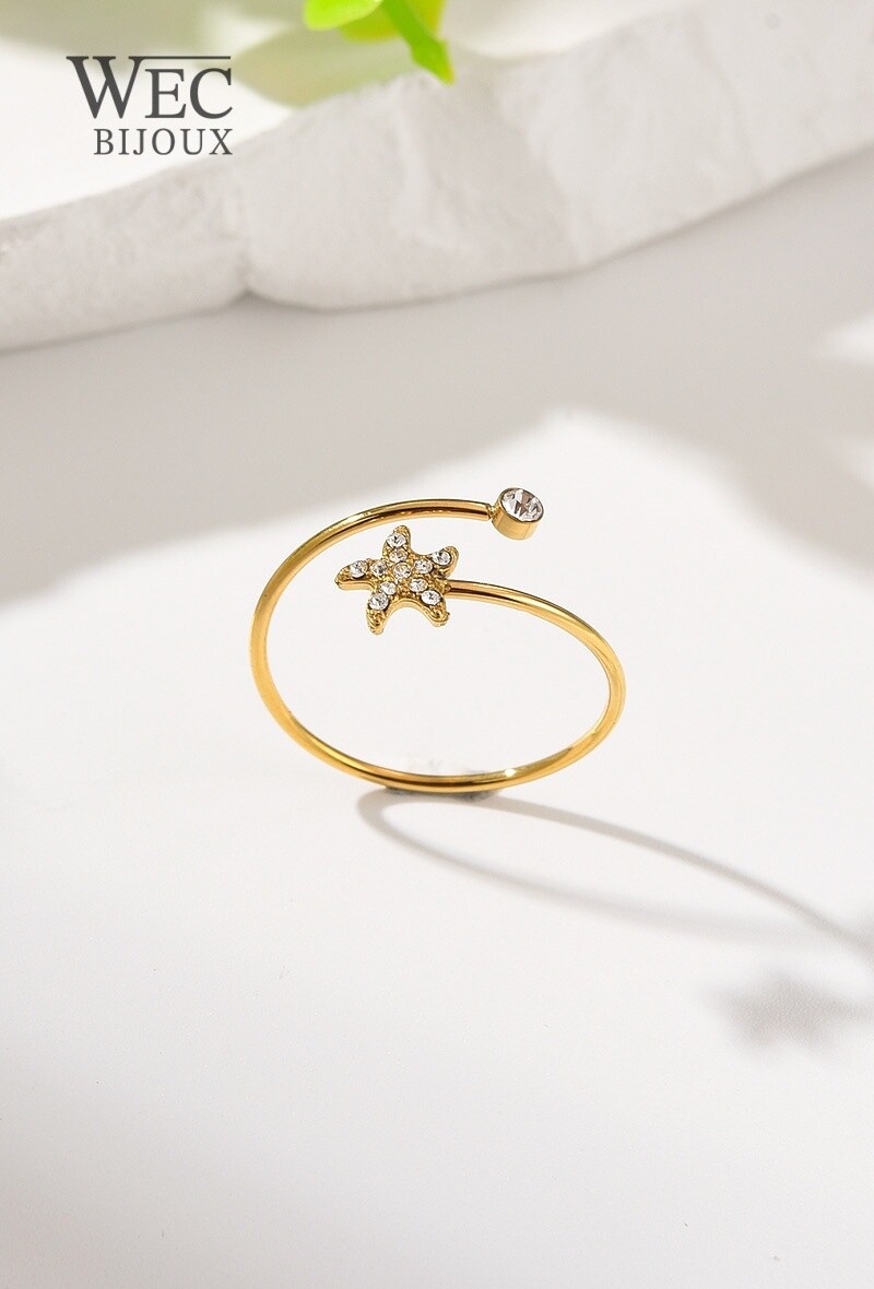 Grossiste WEC BIJOUX - Bague en acier inoxydable .strass