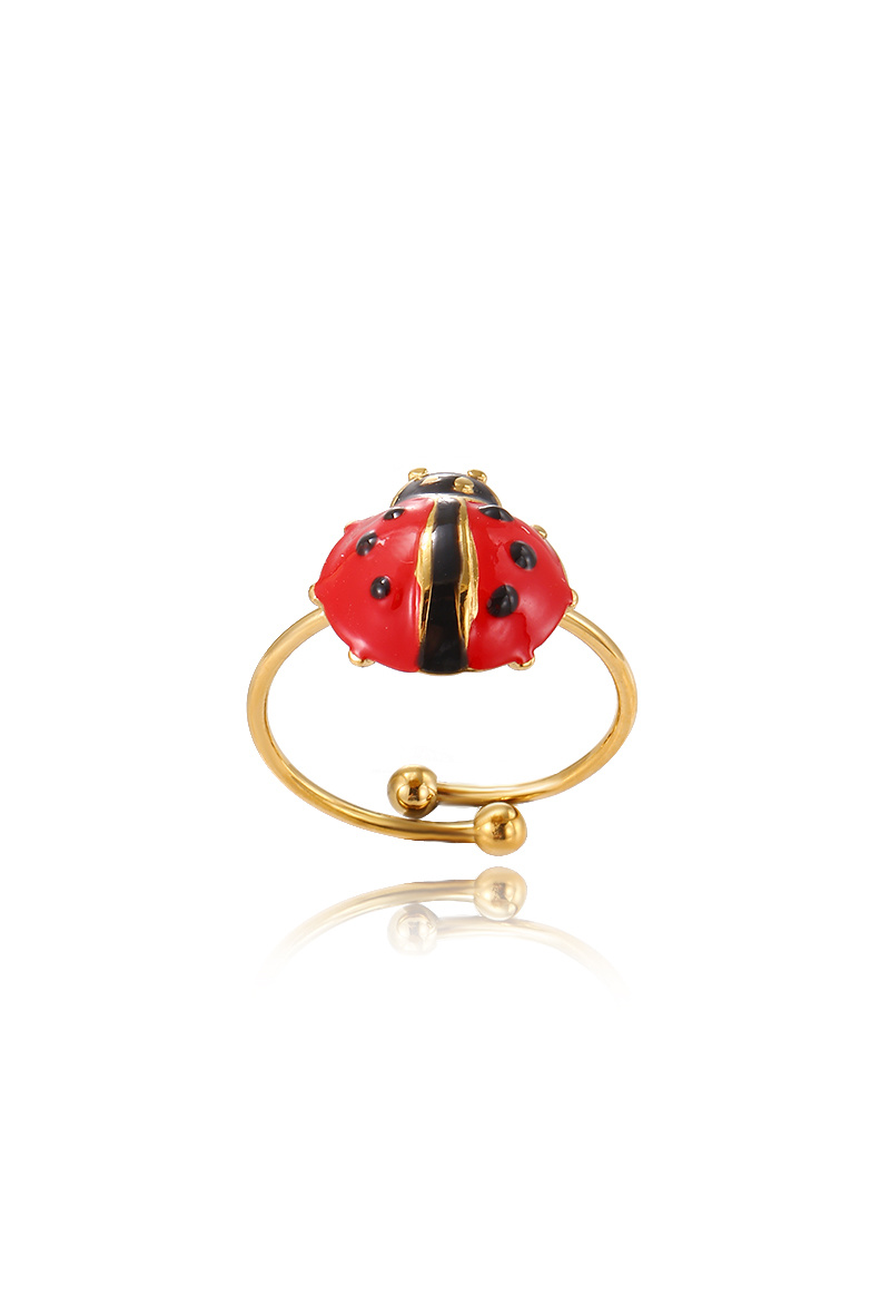 Grossista WEC - Anello coccinella in acciaio inossidabile