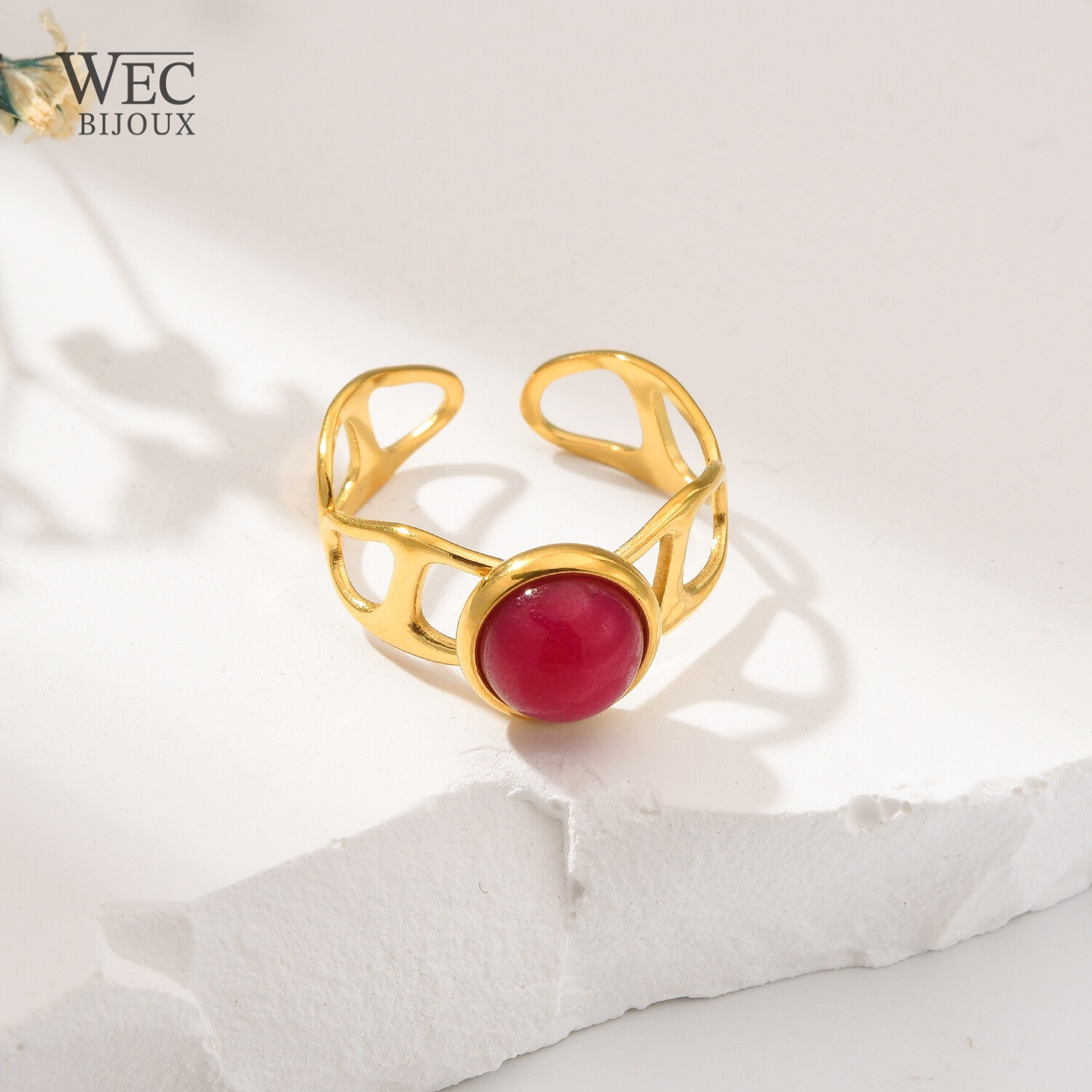 Grossiste WEC Bijoux - BAGUE EN ACIER INOXYDABLE,PIERRE