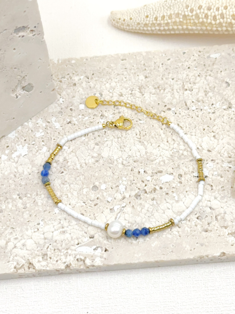 Grossiste WEC Bijoux - BRACELET EN ACIER INOXYDABLE AVEC PIERRE NATURELLE
