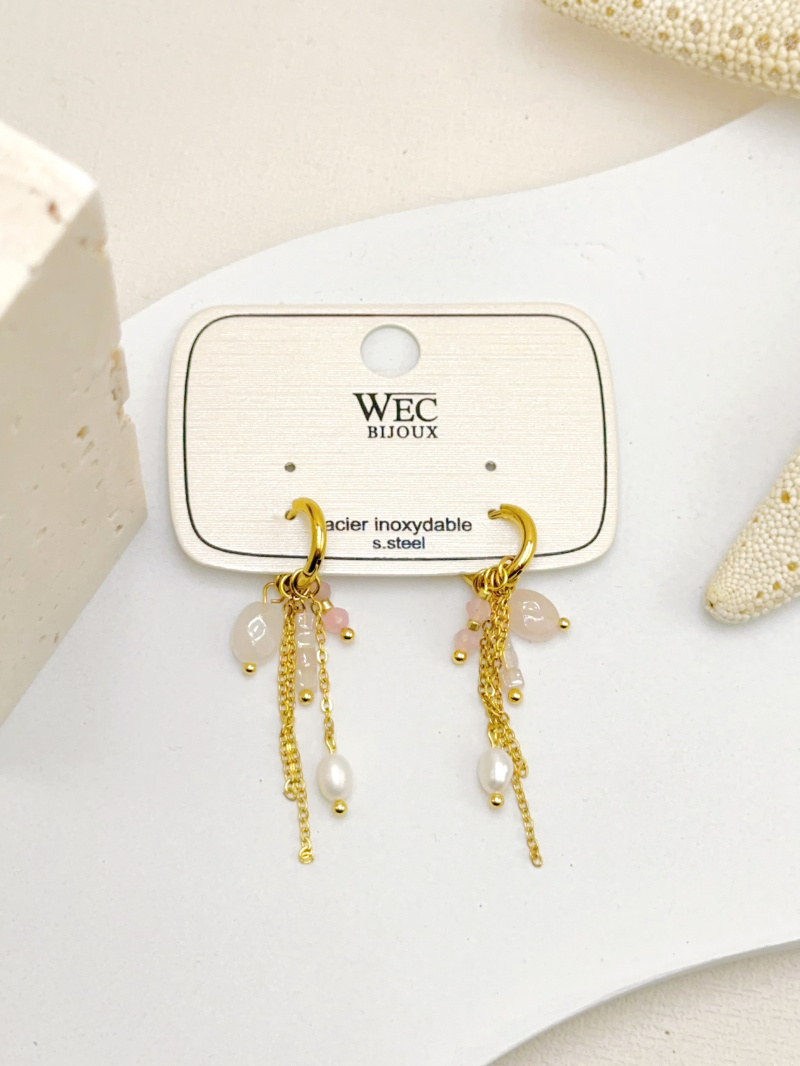 Mayorista WEC Bijoux - PENDIENTES DE ACERO INOXIDABLE, PIEDRA NATURAL Y PERLAS