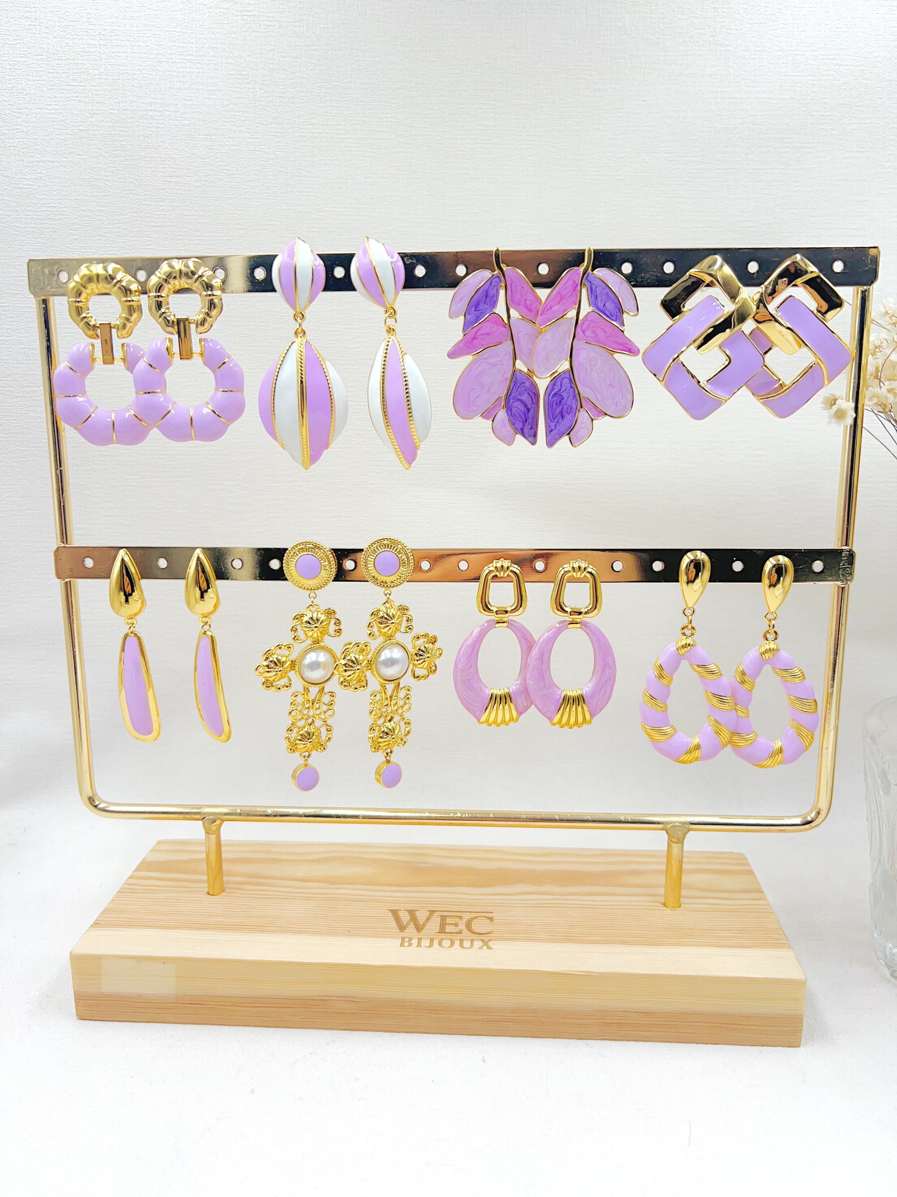 Wholesaler WEC Bijoux - SET OF 8 EARRINGS WITH DISPLAY