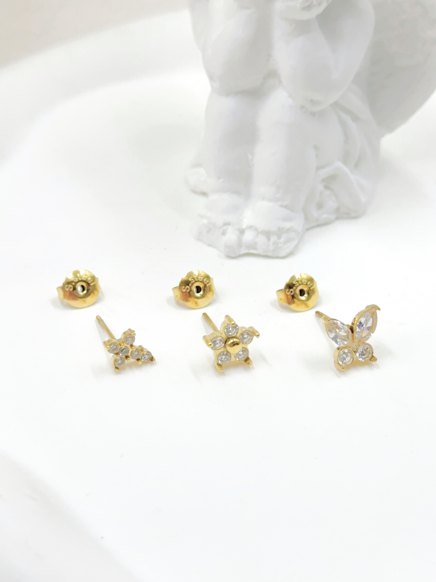 Grossiste WEC Bijoux - LOT DE 3 BOUCLES D'OREILLES EN ACIER INOXYDABLE