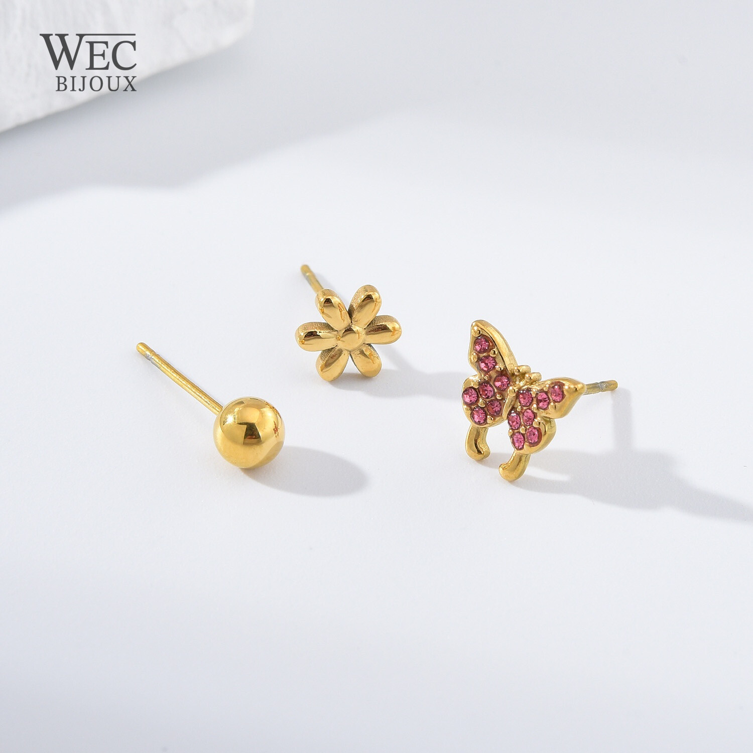 Wholesaler WEC Bijoux - SET OF 3 STAINLESS STEEL EARRINGS