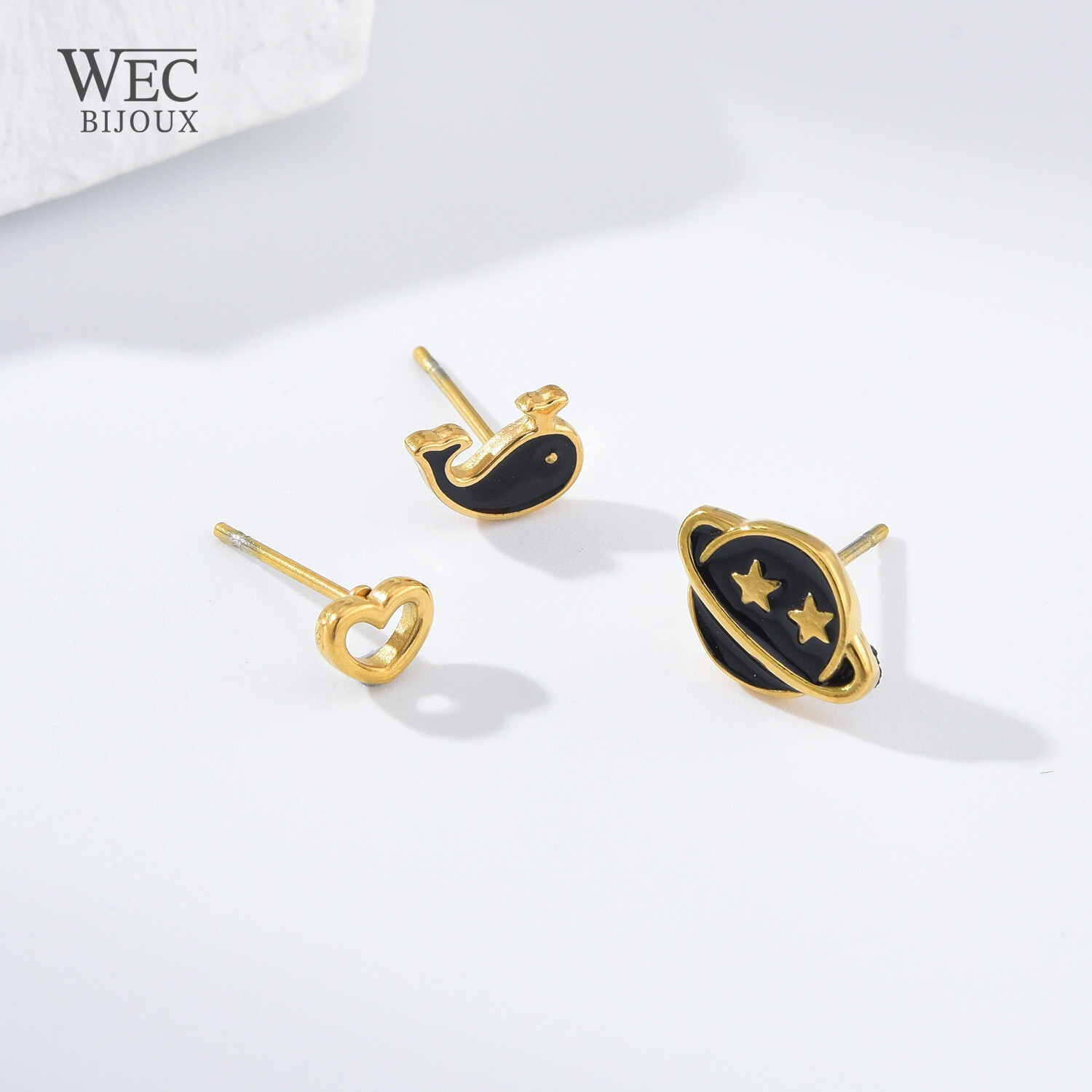 Wholesaler WEC Bijoux - SET OF 3 STAINLESS STEEL EARRINGS