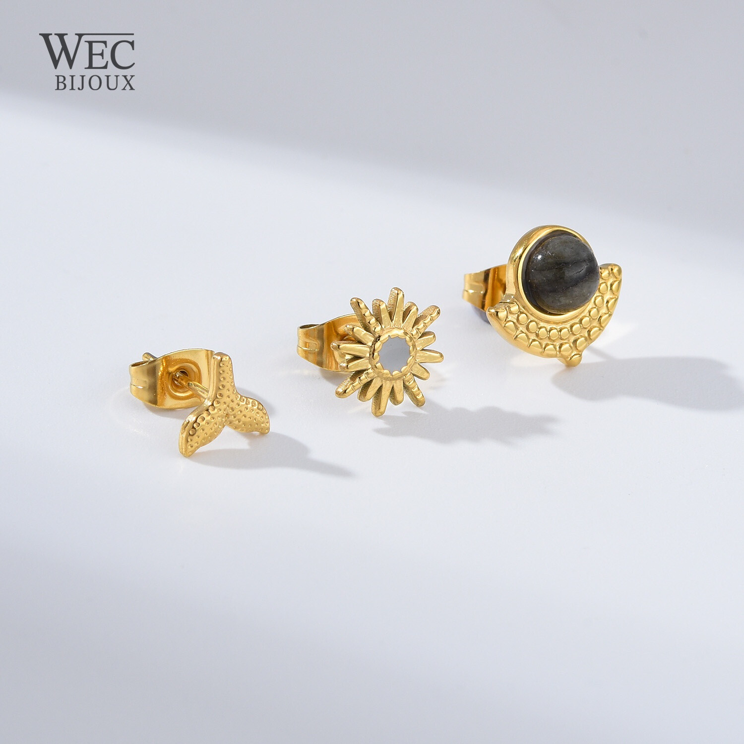 Wholesaler WEC Bijoux - SET OF 3 STAINLESS STEEL EARRINGS