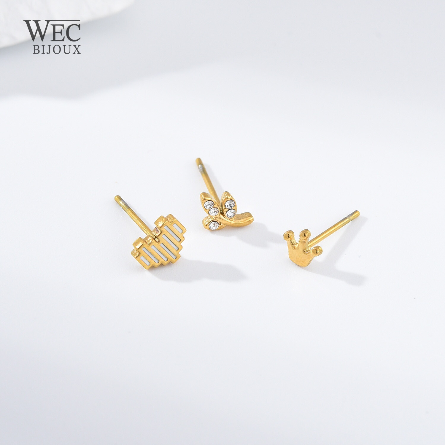 Wholesaler WEC Bijoux - SET OF 3 STAINLESS STEEL EARRINGS