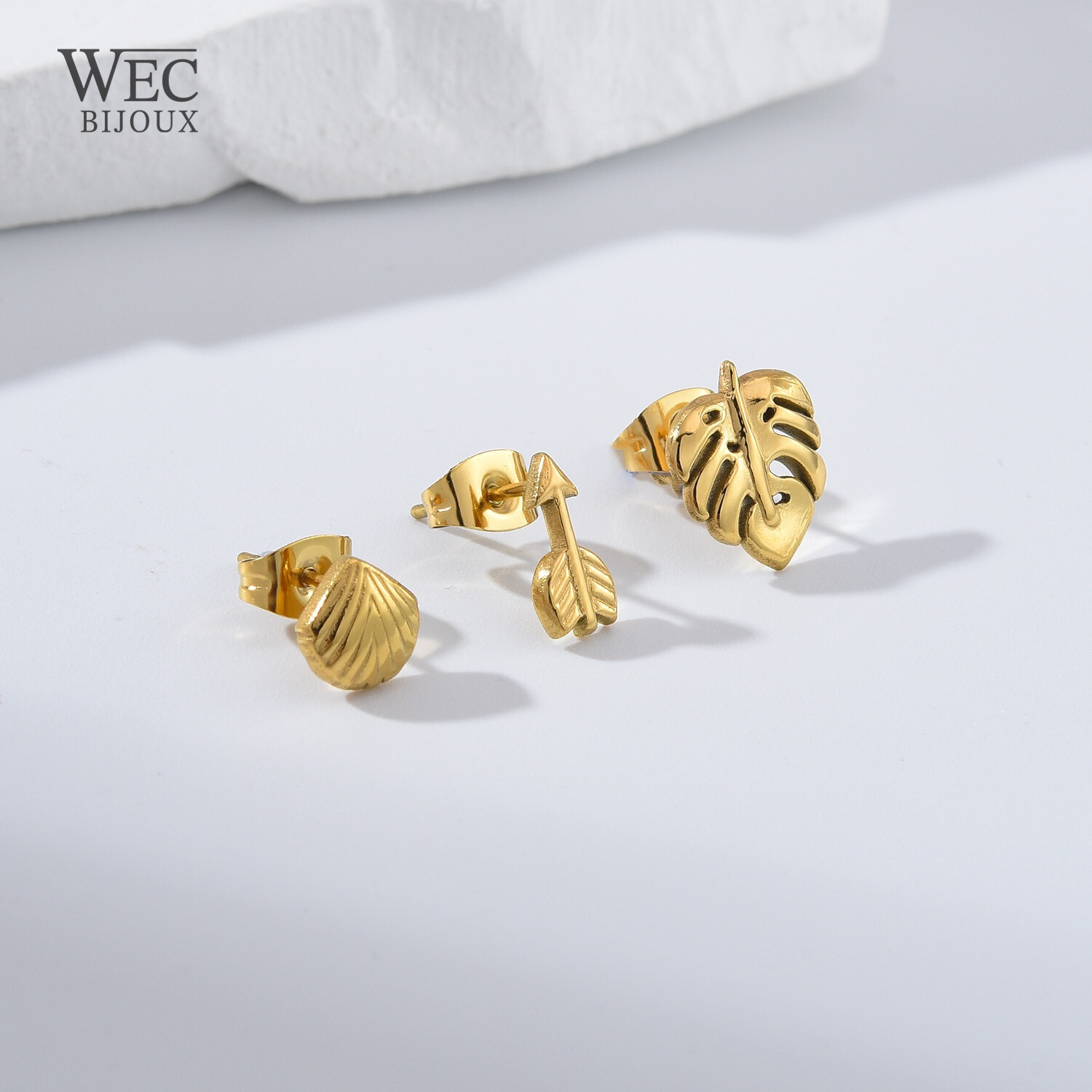 Wholesaler WEC Bijoux - SET OF 3 STAINLESS STEEL EARRINGS