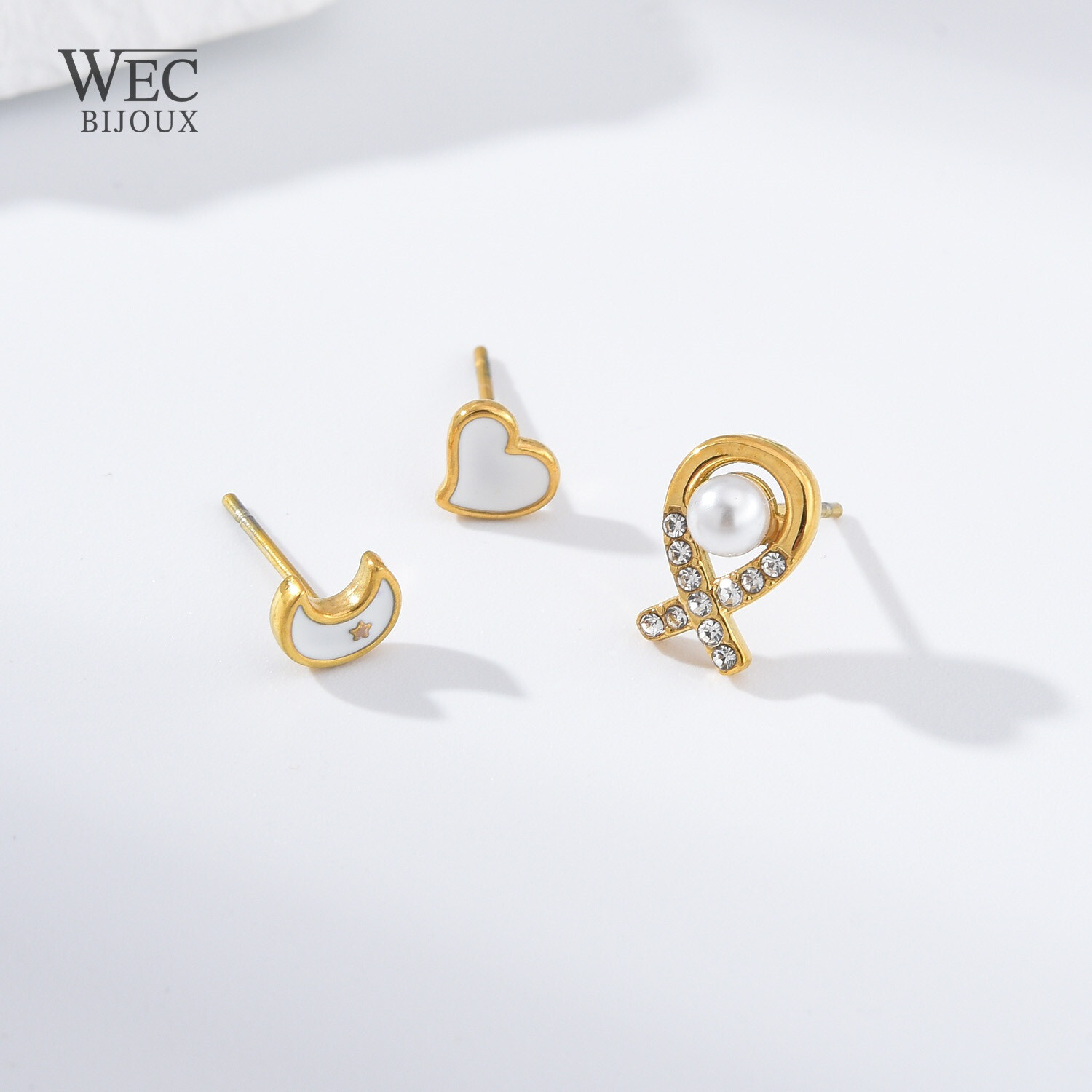 Wholesaler WEC Bijoux - SET OF 3 STAINLESS STEEL EARRINGS