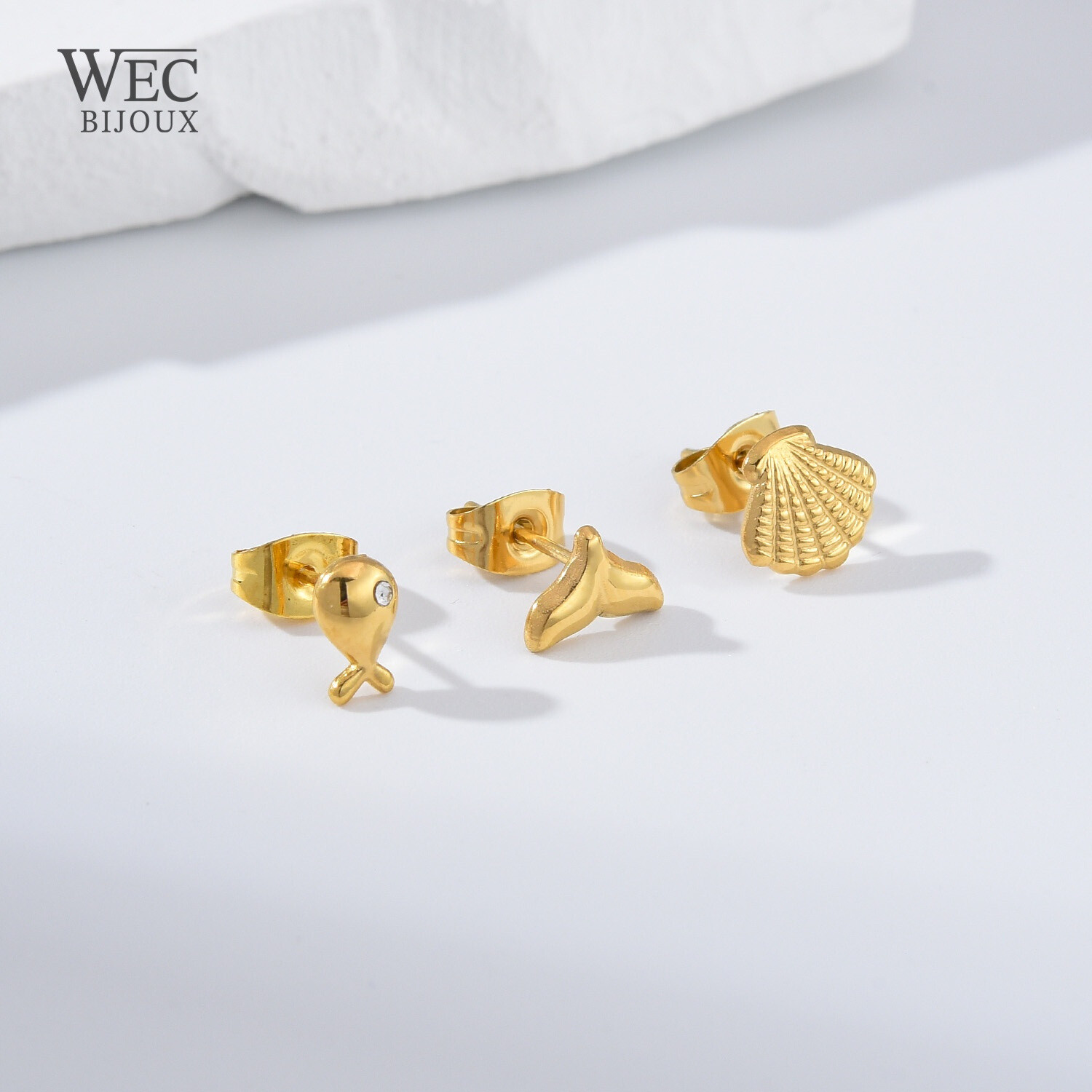 Wholesaler WEC Bijoux - SET OF 3 STAINLESS STEEL EARRINGS
