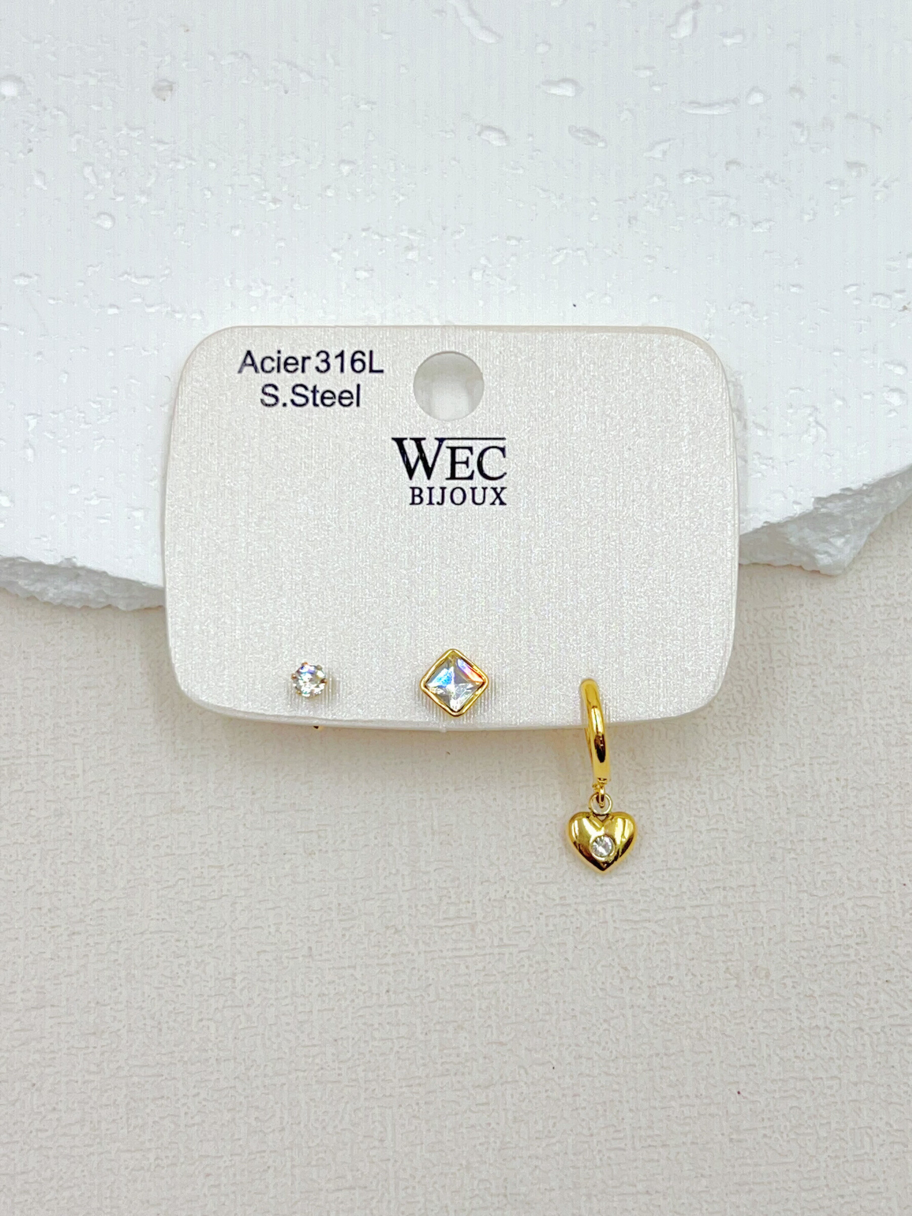 Großhändler WEC BIJOUX - Set von 3 Edelstahl -Ohrringschleife
