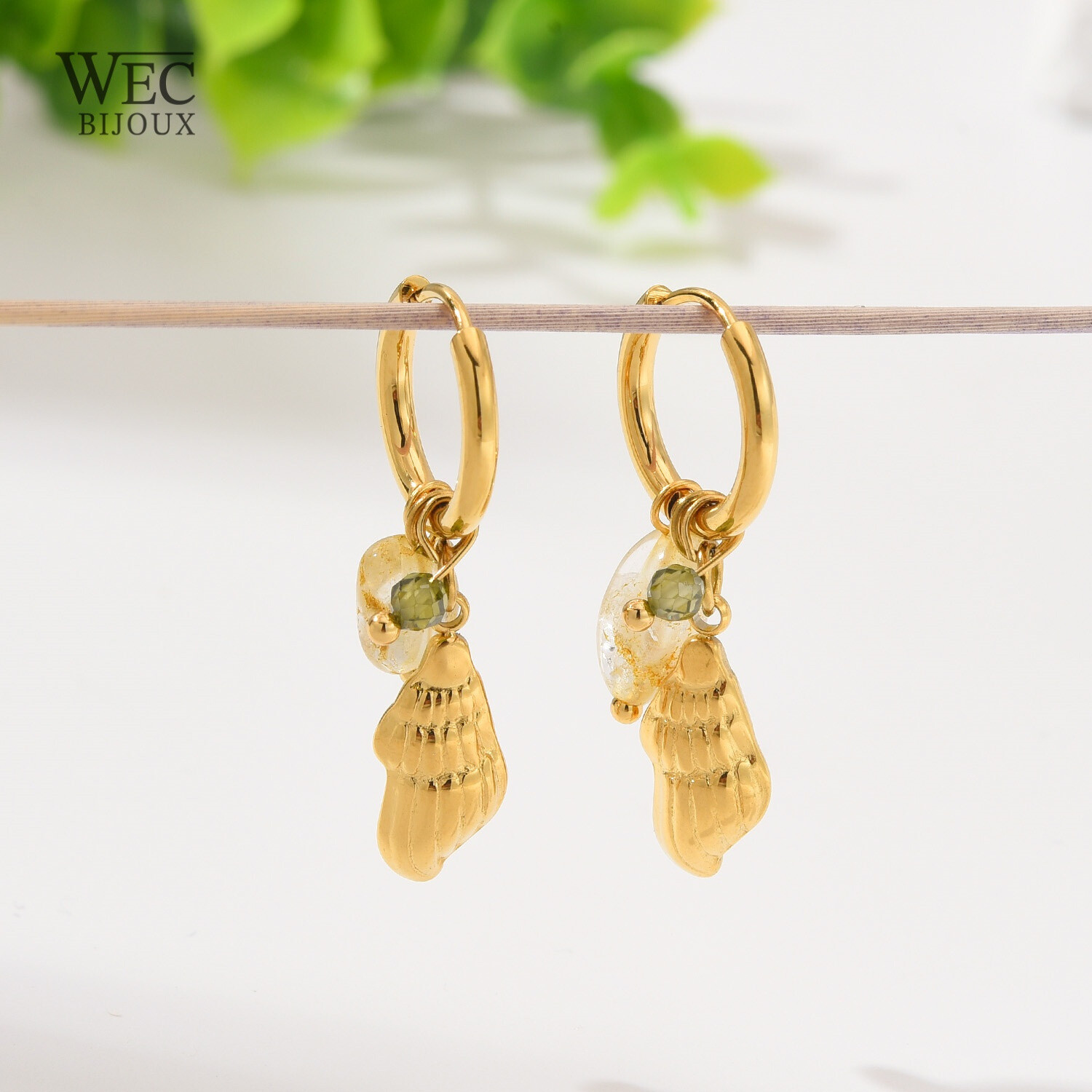 Grossiste WEC Bijoux - BOUCLES D'OREILLES EN ACIER INOXYDABLE,PIERRE