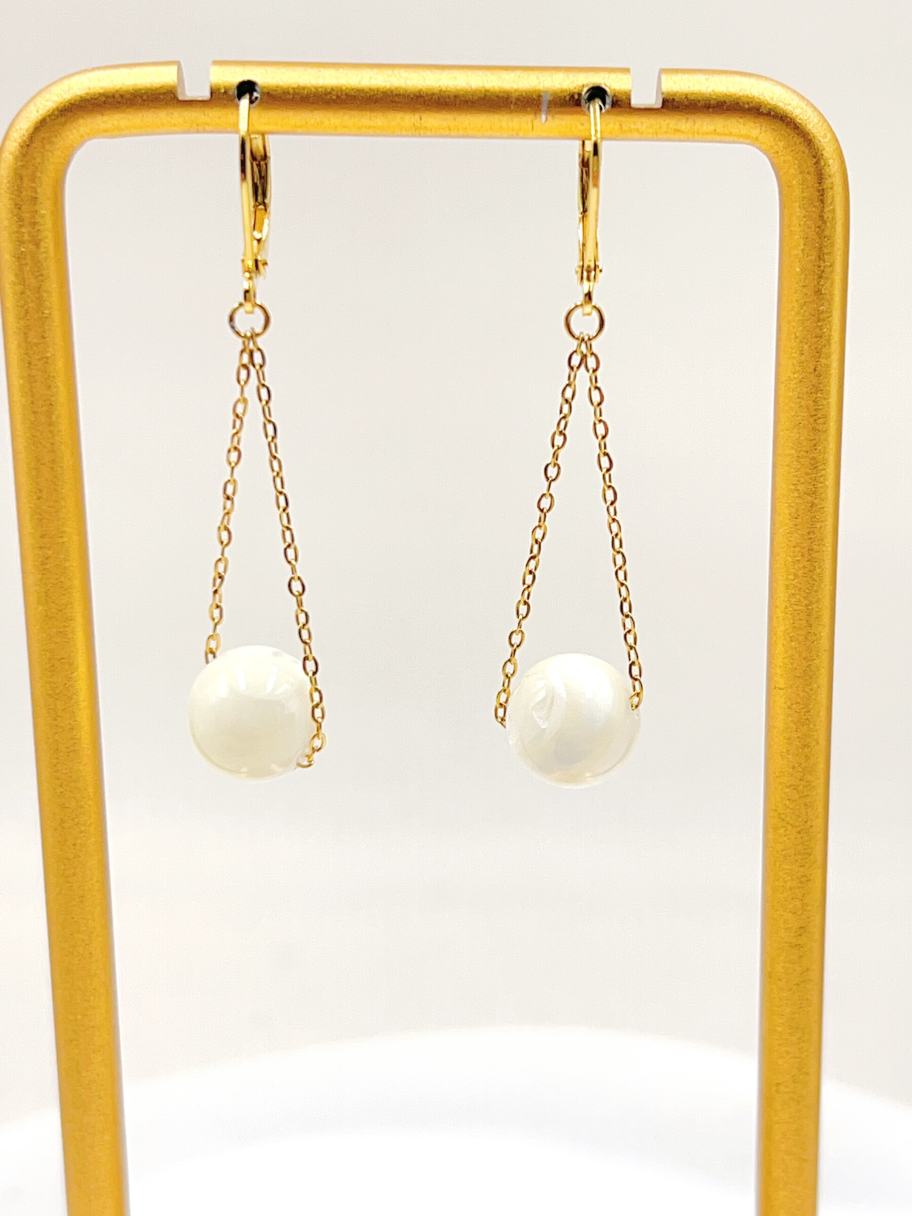 Grossiste WEC Bijoux - BOUCLE D' OREILLES EN ACIER INOXYDABLE + NACRE