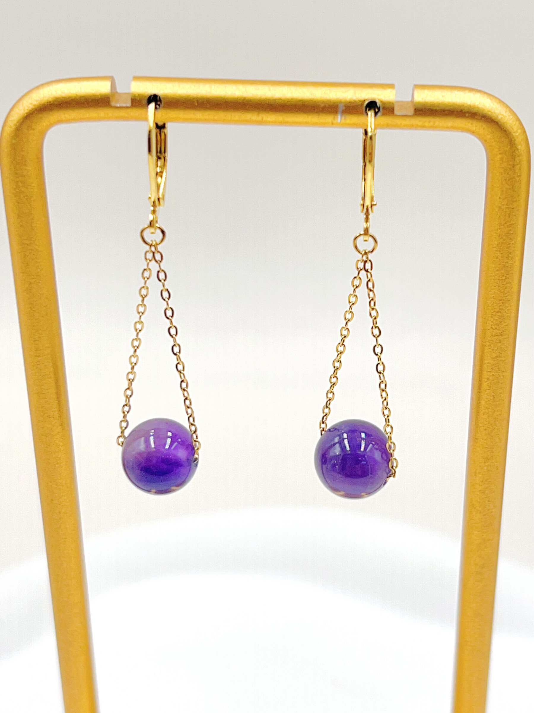 Grossiste WEC Bijoux - BOUCLE D' OREILLES EN ACIER INOXYDABLE + AMETHYSTE