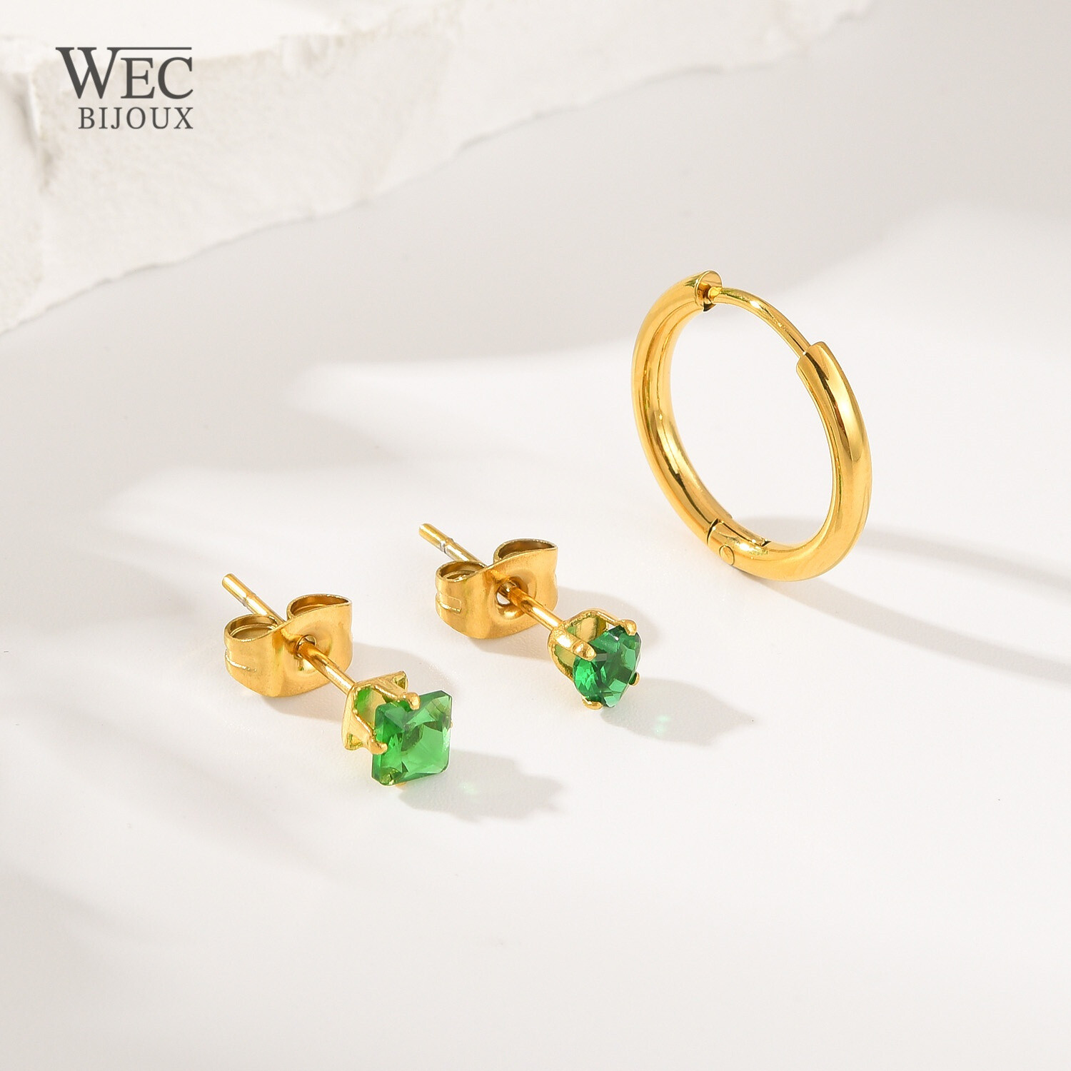 Grossista WEC Bijoux - SET DI 3 ORECCHINI IN ACCIAIO INOSSIDABILE