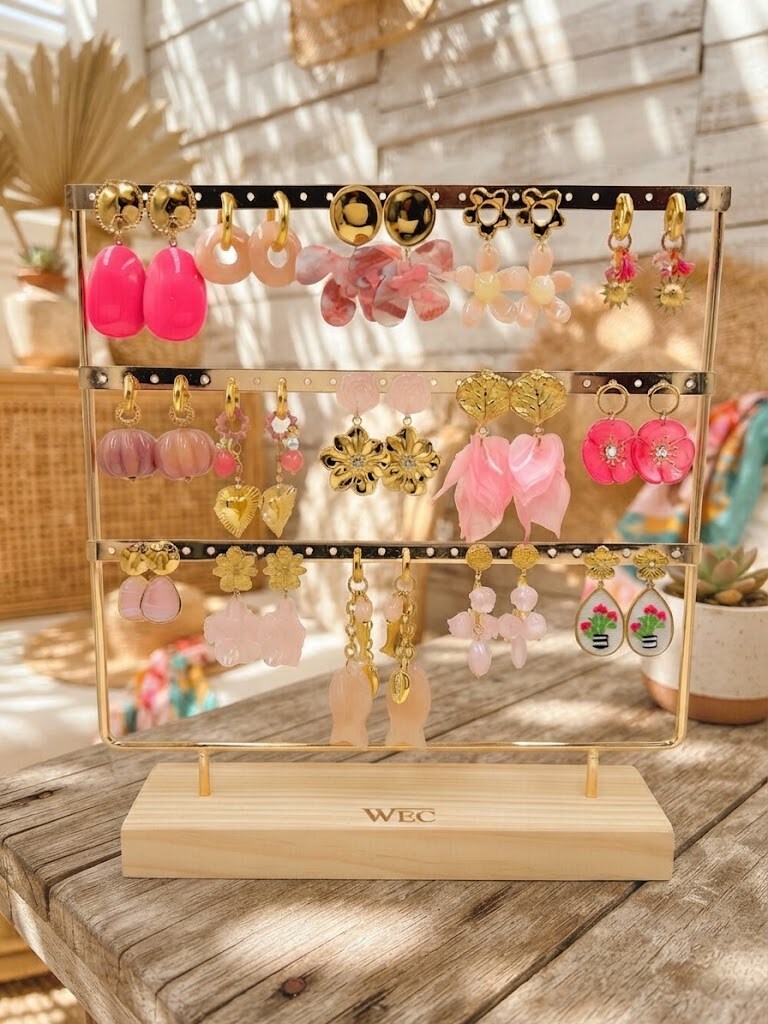 Grossiste WEC Bijoux - Lot de 15 Boucles d’Oreilles en Acier Inoxydable +présentoir