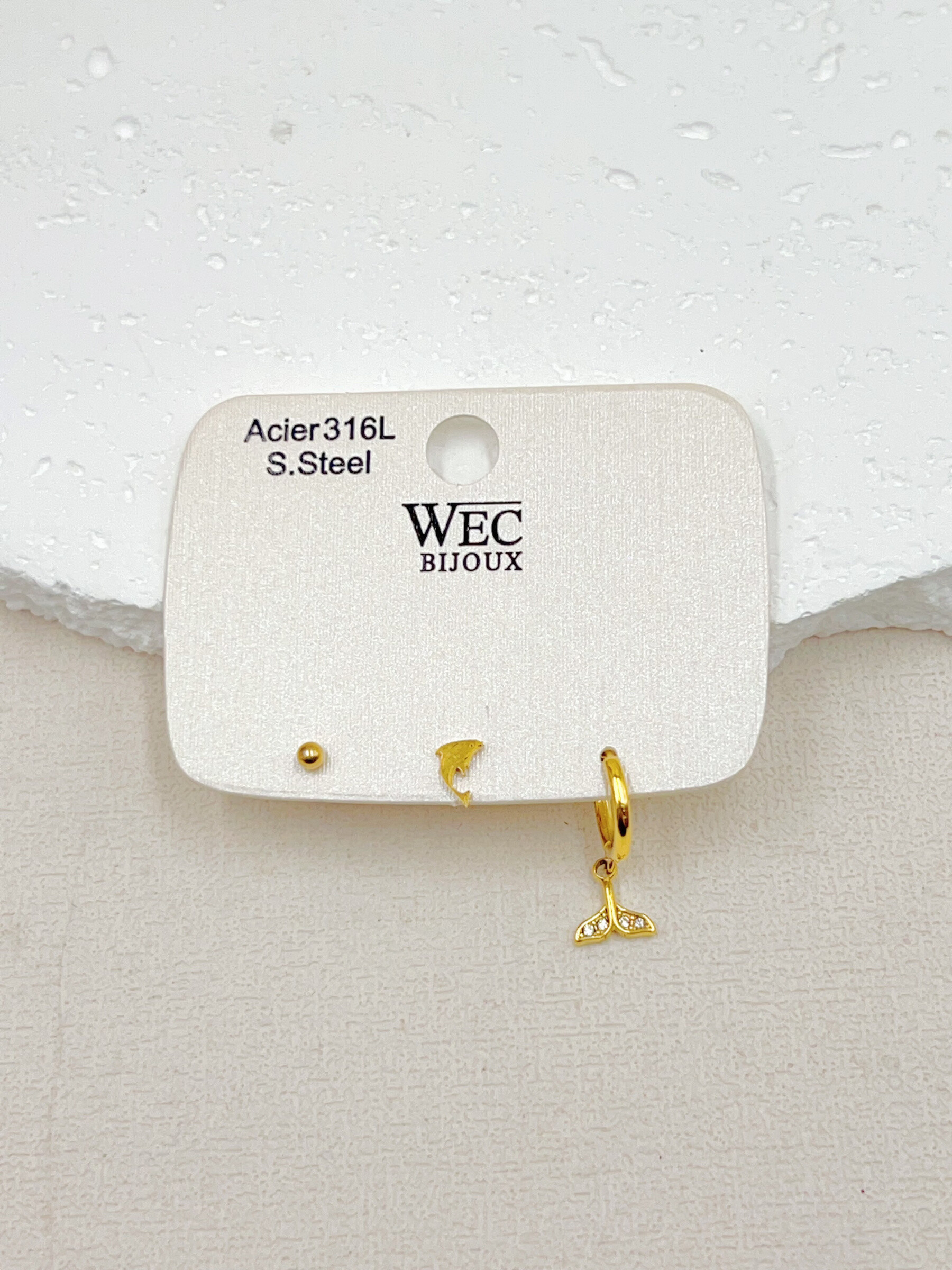 Mayorista WEC Bijoux - Conjunto de 3 bucle de arete de acero inoxidable