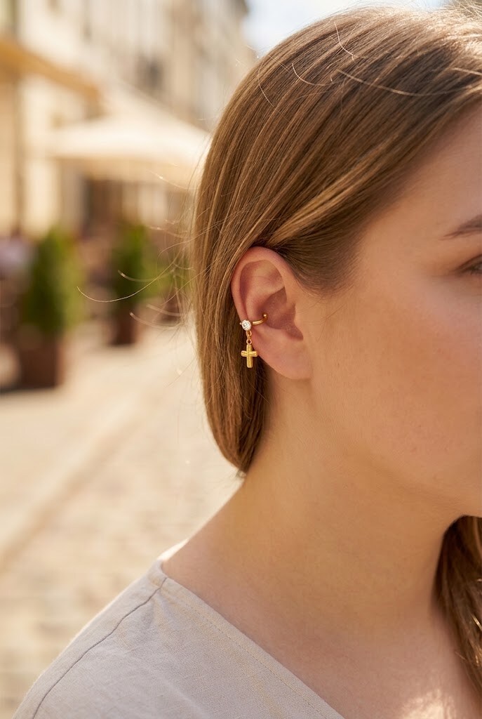 Grossiste WEC Bijoux - Earcuffs Croix Sacrée En Acier Inoxydable