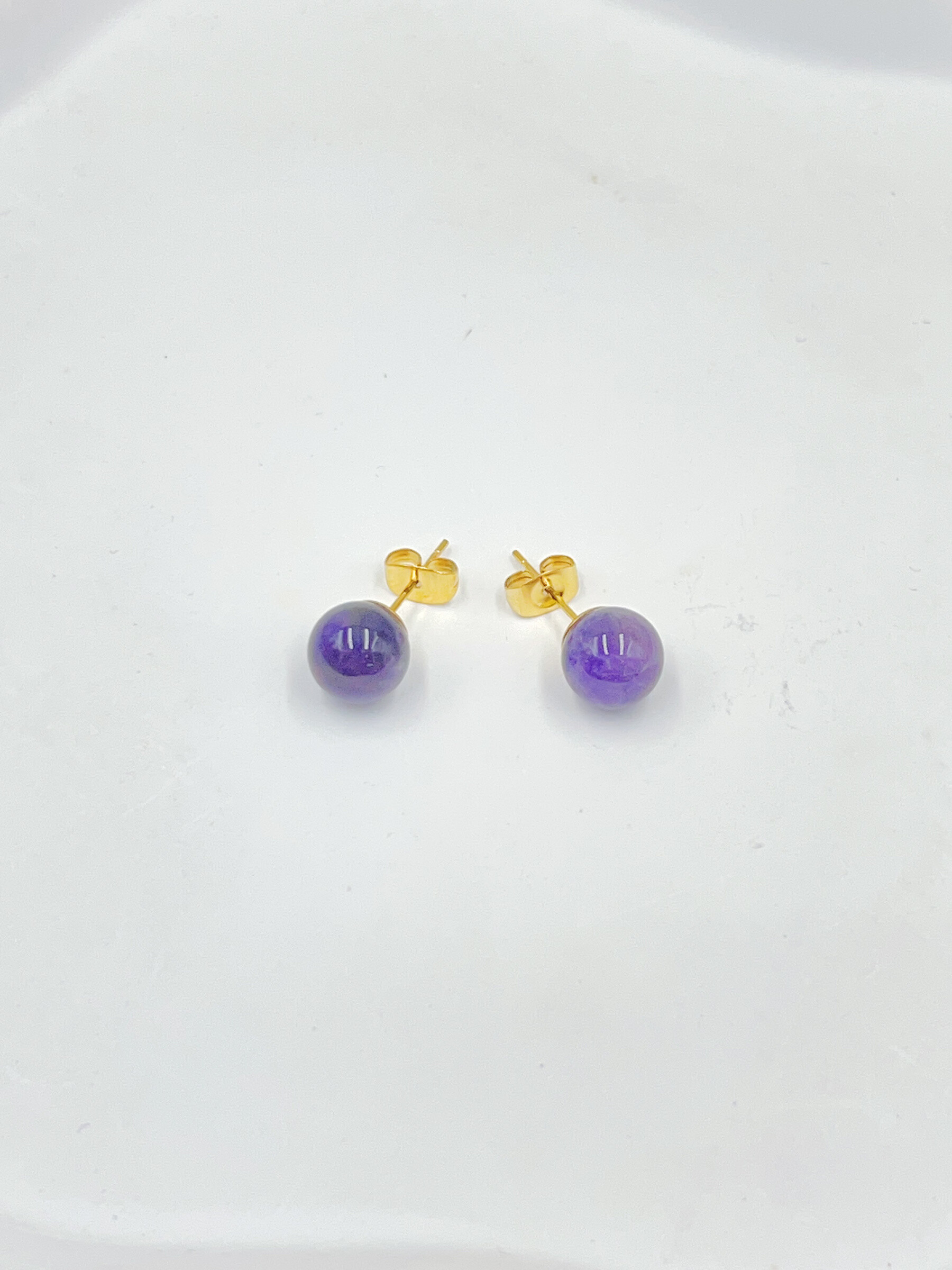 Grossiste WEC Bijoux - BOUCLE D' OREILLES EN ACIER INOXYDABLE + AMETHYSTE