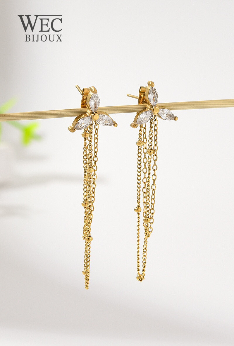 Wholesaler WEC Bijoux - STAINLESS STEEL EARRINGS, RHINESTONES