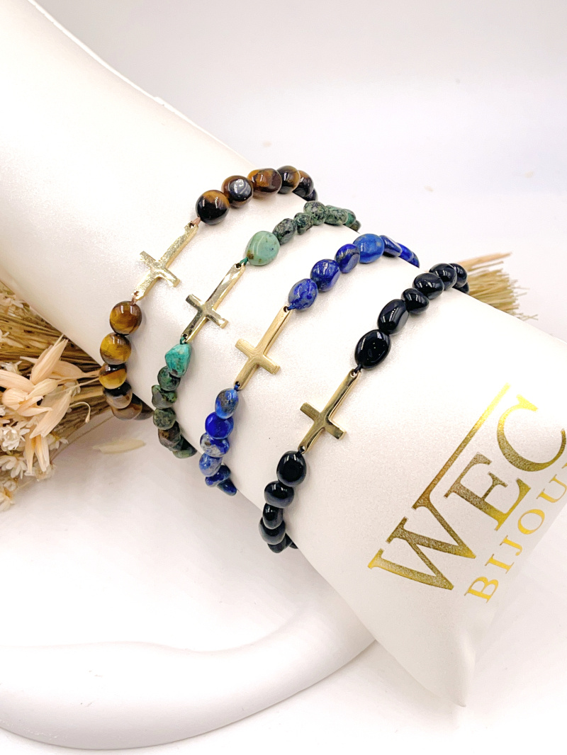 Mayorista WEC Bijoux - Pulsera de acero inoxidable + piedra.