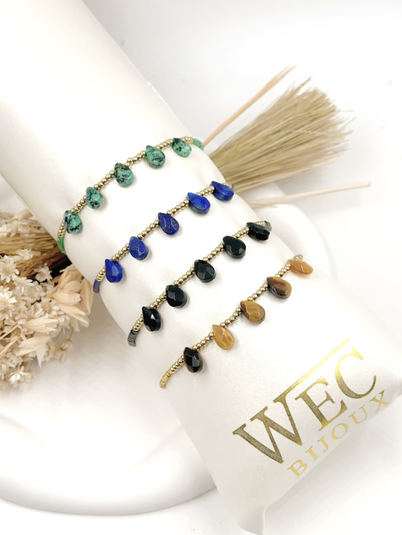 Mayorista WEC Bijoux - Pulsera de acero inoxidable + piedra.