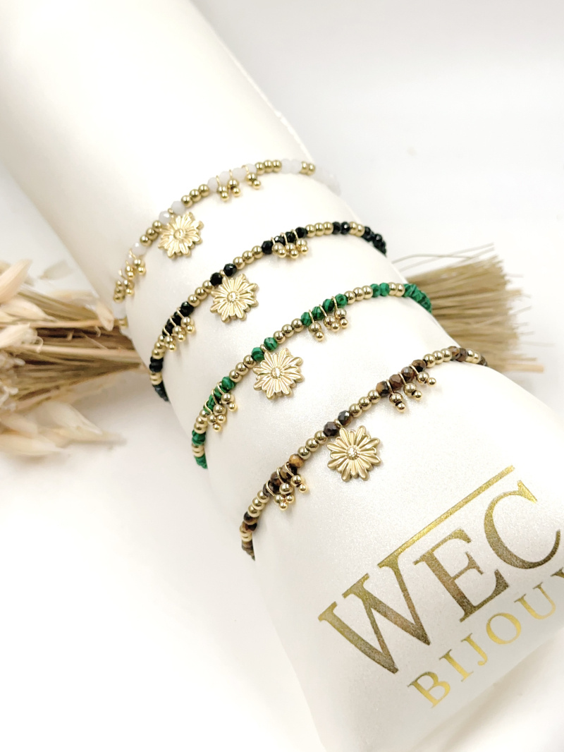 Mayorista WEC Bijoux - Pulsera de acero inoxidable + piedra.