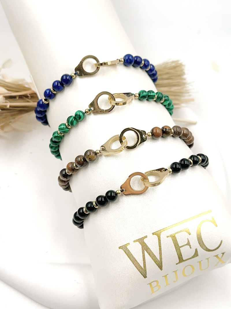 Mayorista WEC Bijoux - Pulsera de acero inoxidable + piedra.