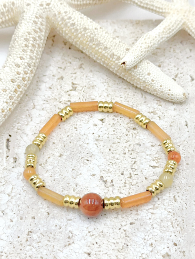 Grossiste WEC Bijoux - BRACELETS ELASTIQUE EN ACIER INOXYDABLE AVEC PIERRE NATURELLE