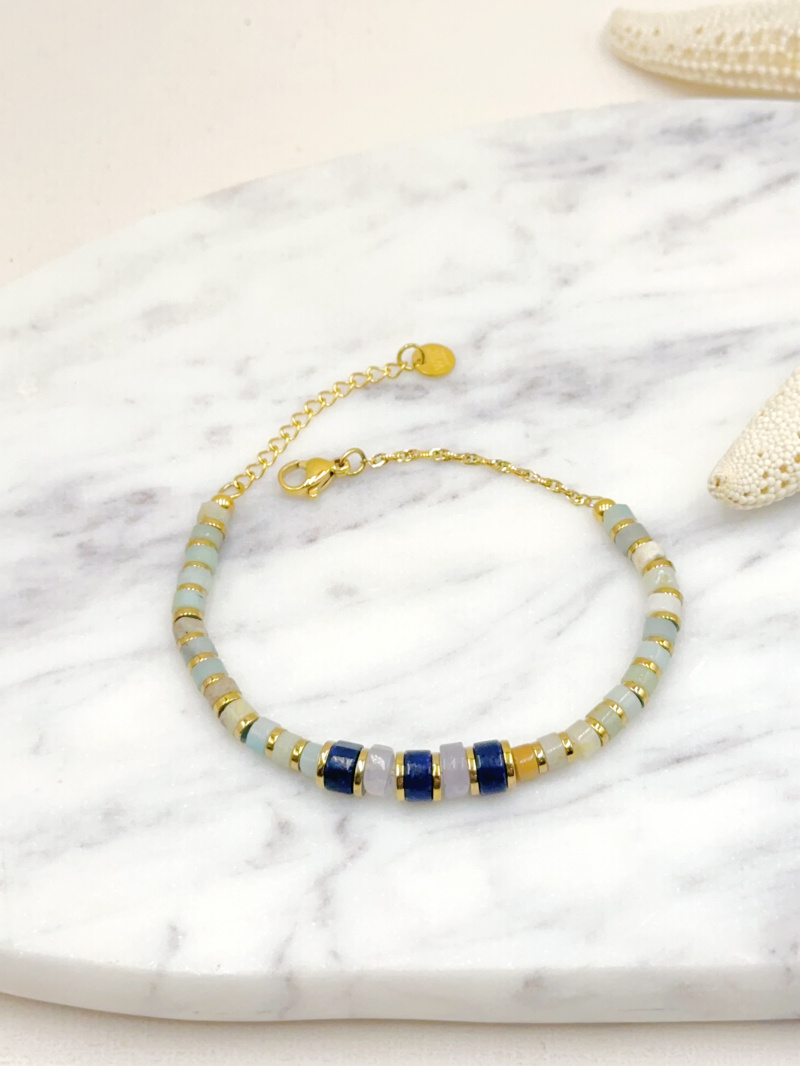 Grossiste WEC Bijoux - BRACELET EN ACIER INOXYDABLE AVEC PIERRE NATURELLE