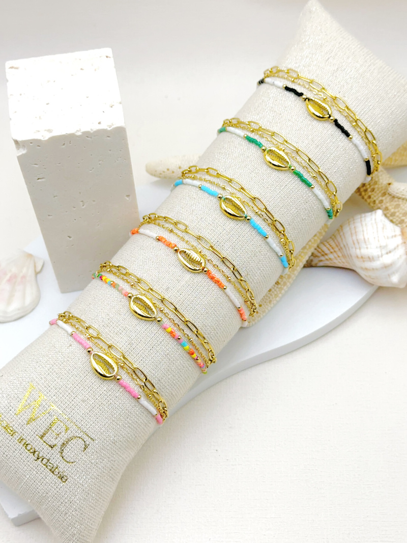 Grossista WEC Bijoux - BRACCIALE A CATENA TRIPLA IN ACCIAIO INOSSIDABILE