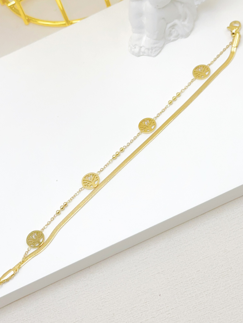 Grossista WEC Bijoux - BRACCIALE DOPPIA CATENA IN ACCIAIO INOSSIDABILE