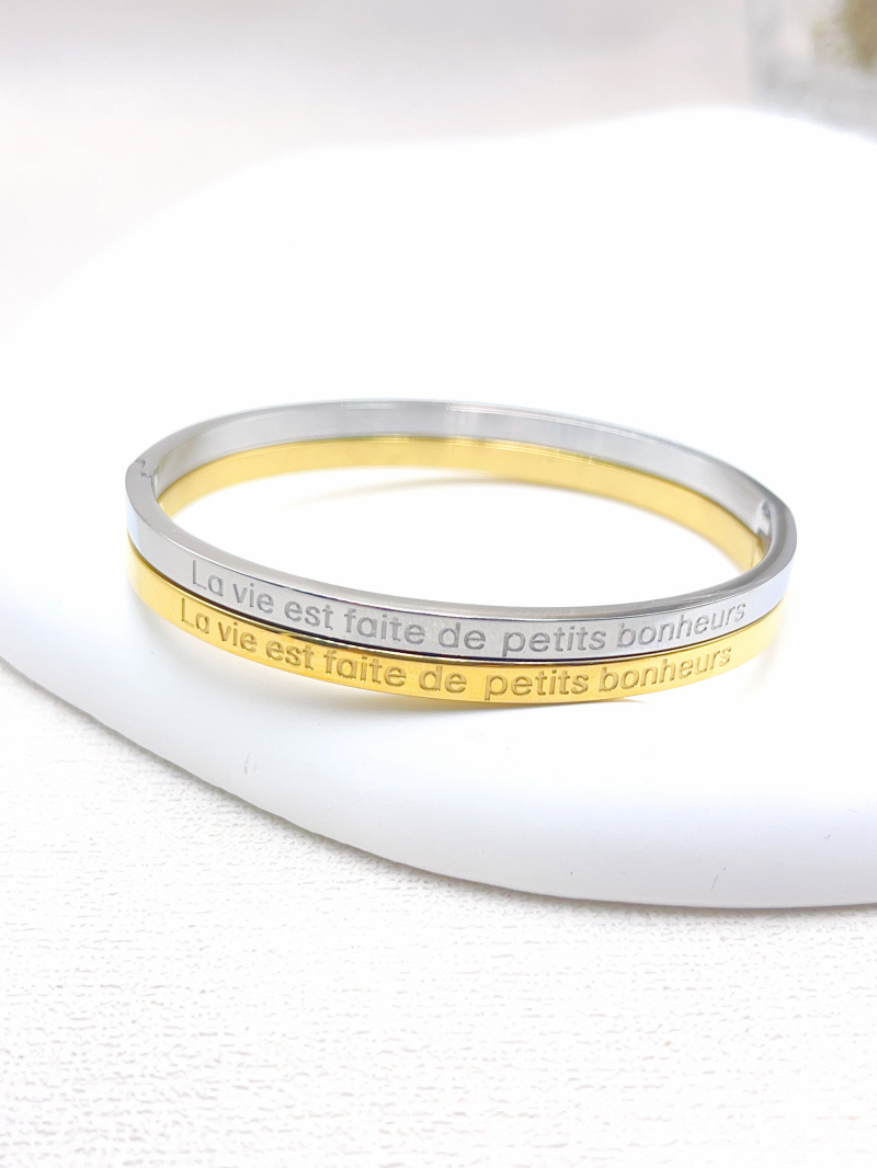 Grossista WEC Bijoux - BRACCIALE CON MESSAGGIO "La vita è fatta di piccole gioie" IN ACCIAIO