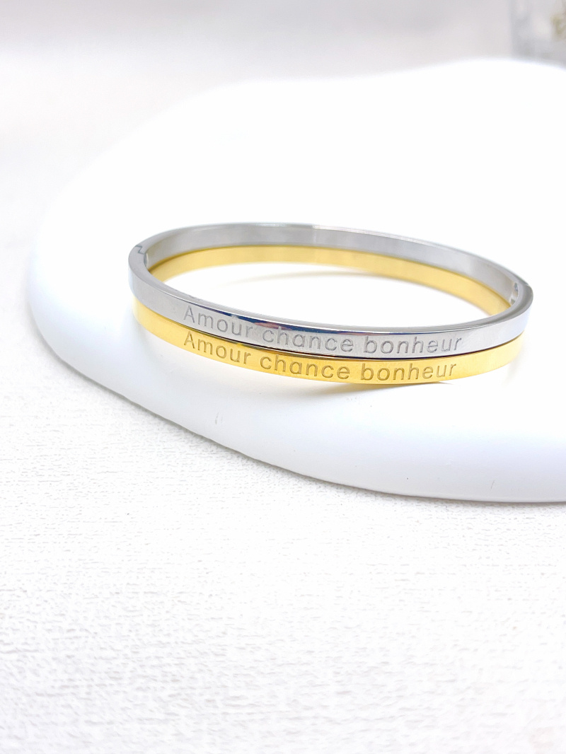 Grossista WEC Bijoux - Bracciale con messaggio „Amore Fortuna Felicità“ in acciaio