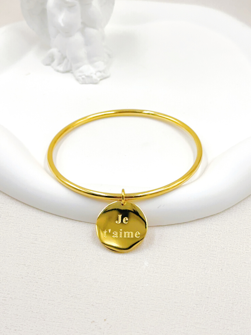 Wholesaler WEC Bijoux - STAINLESS STEEL 'I LOVE YOU' MESSAGE BANG BRACELET