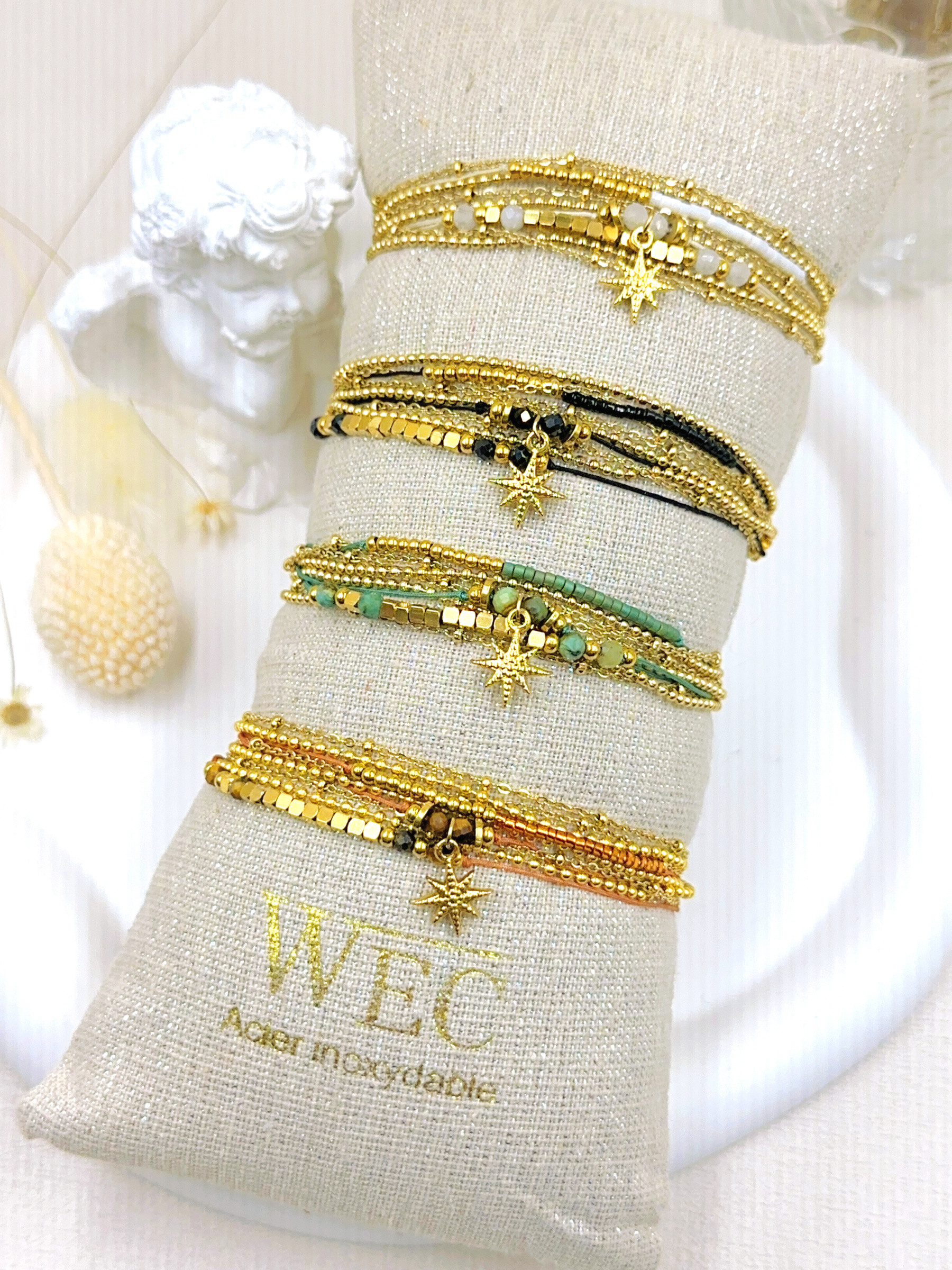 Grossiste WEC - BRACELET 3 RANG EN ACIER INOXYDABLE