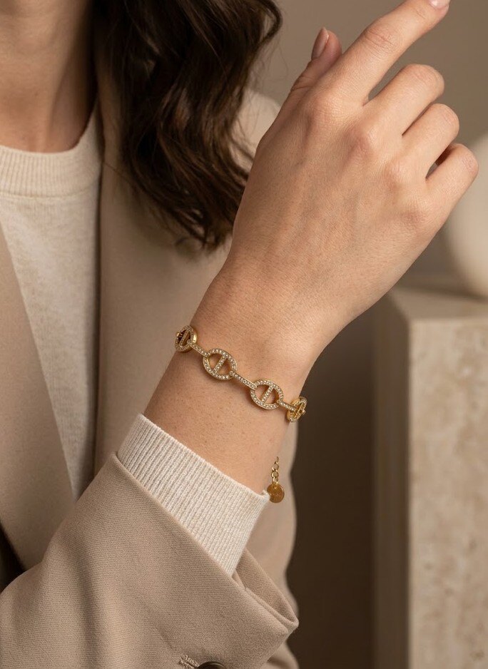 Grossiste WEC Bijoux - Bracelet chaîne maillons grain d'café sertis en acier inoxydable