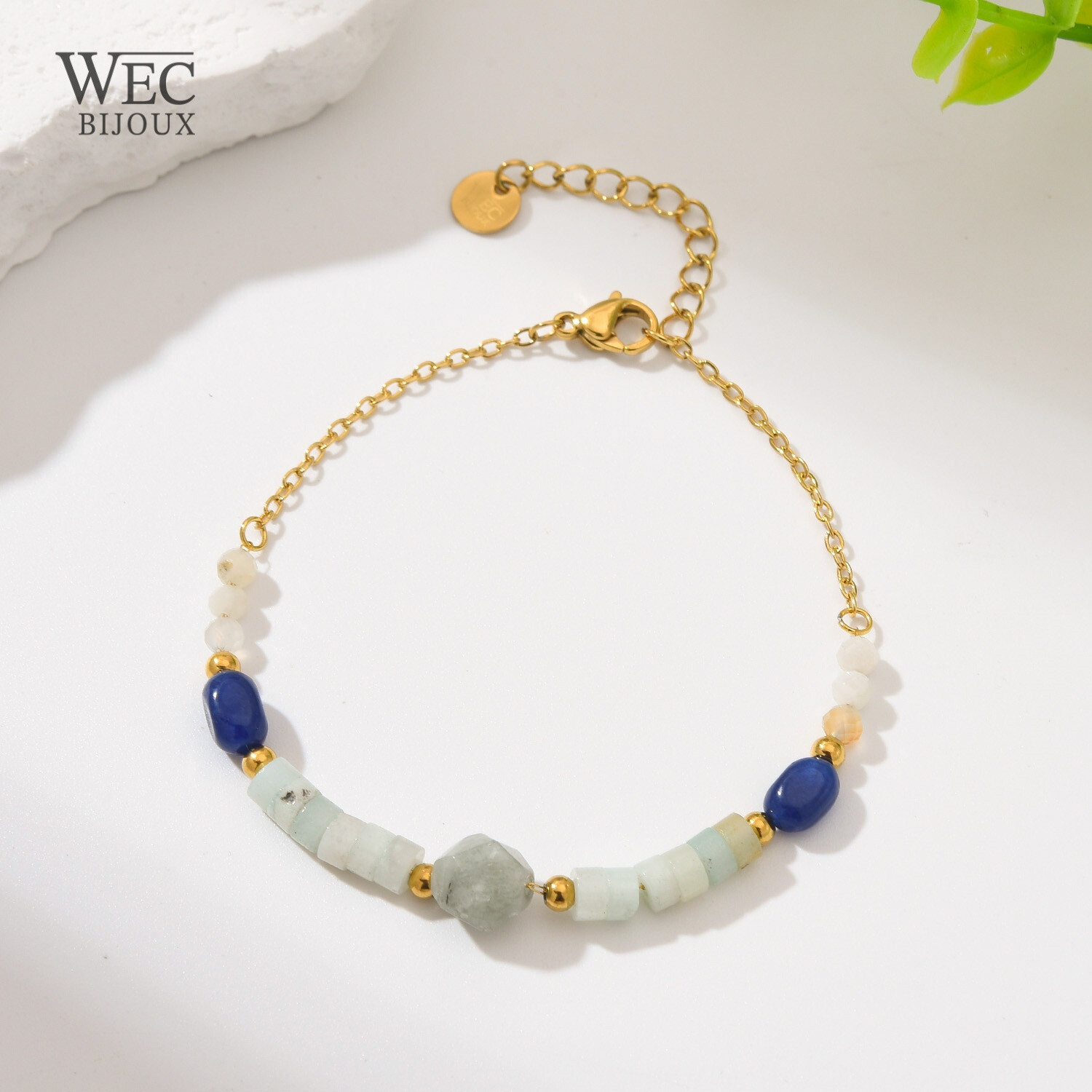 Grossiste WEC Bijoux - BRACELET EN ACIER INOXYDABLE ,PIERRE