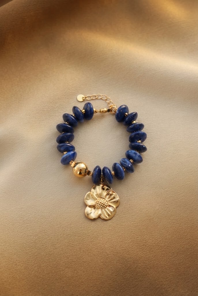 Grossista WEC Bijoux - Bracciale con perle e pendente a fiore in acciaio inossidabile